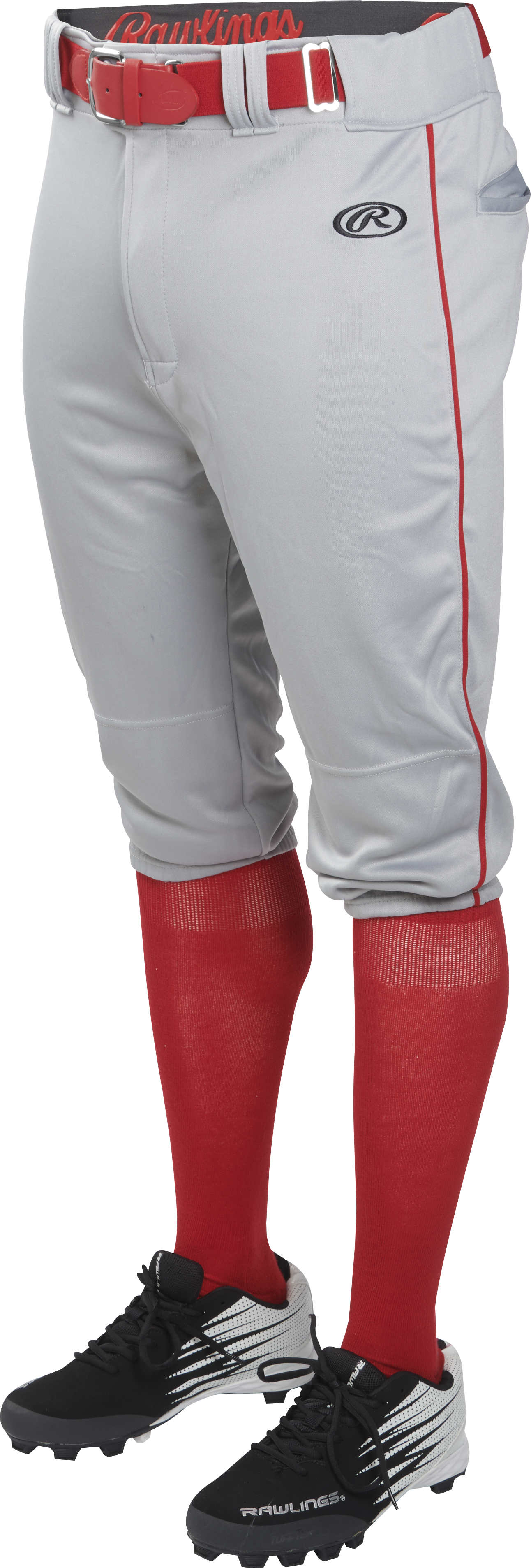 Rawlings Youth Launch Piped Pro Taper Fit Pant  - Small - Blue Gray/Scarlet
