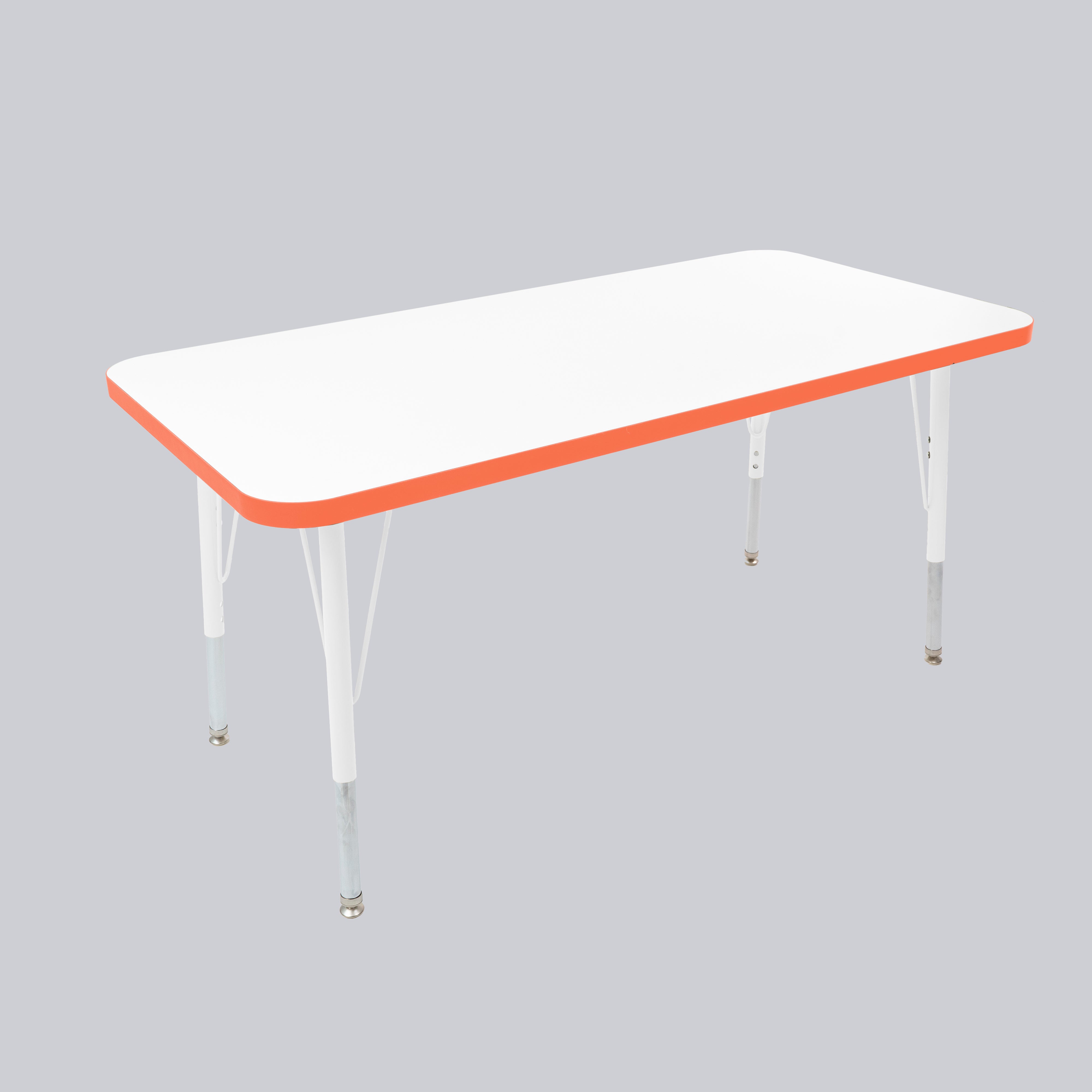 24" x 48" Rectangle Thermofused Activity Table with Adjustable Standard Swivel Glide Legs - White/Tangerine/White