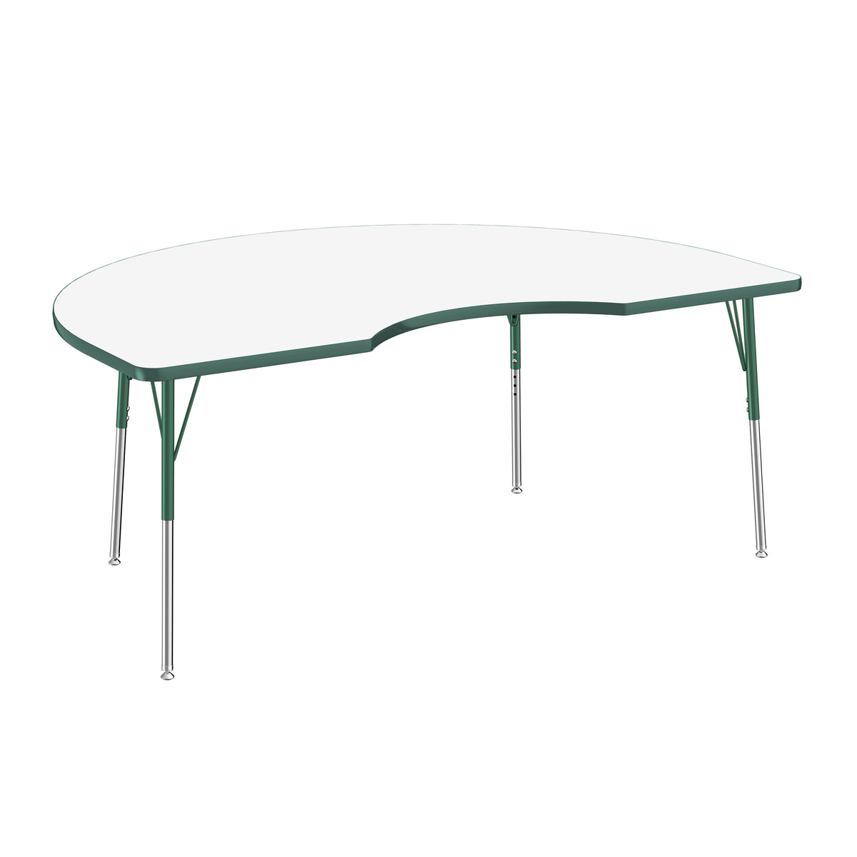 48" x 72" Kidney Dry-Erase Activity Table with Adjustable Standard Swivel Glide Legs - Whiteboard/Green