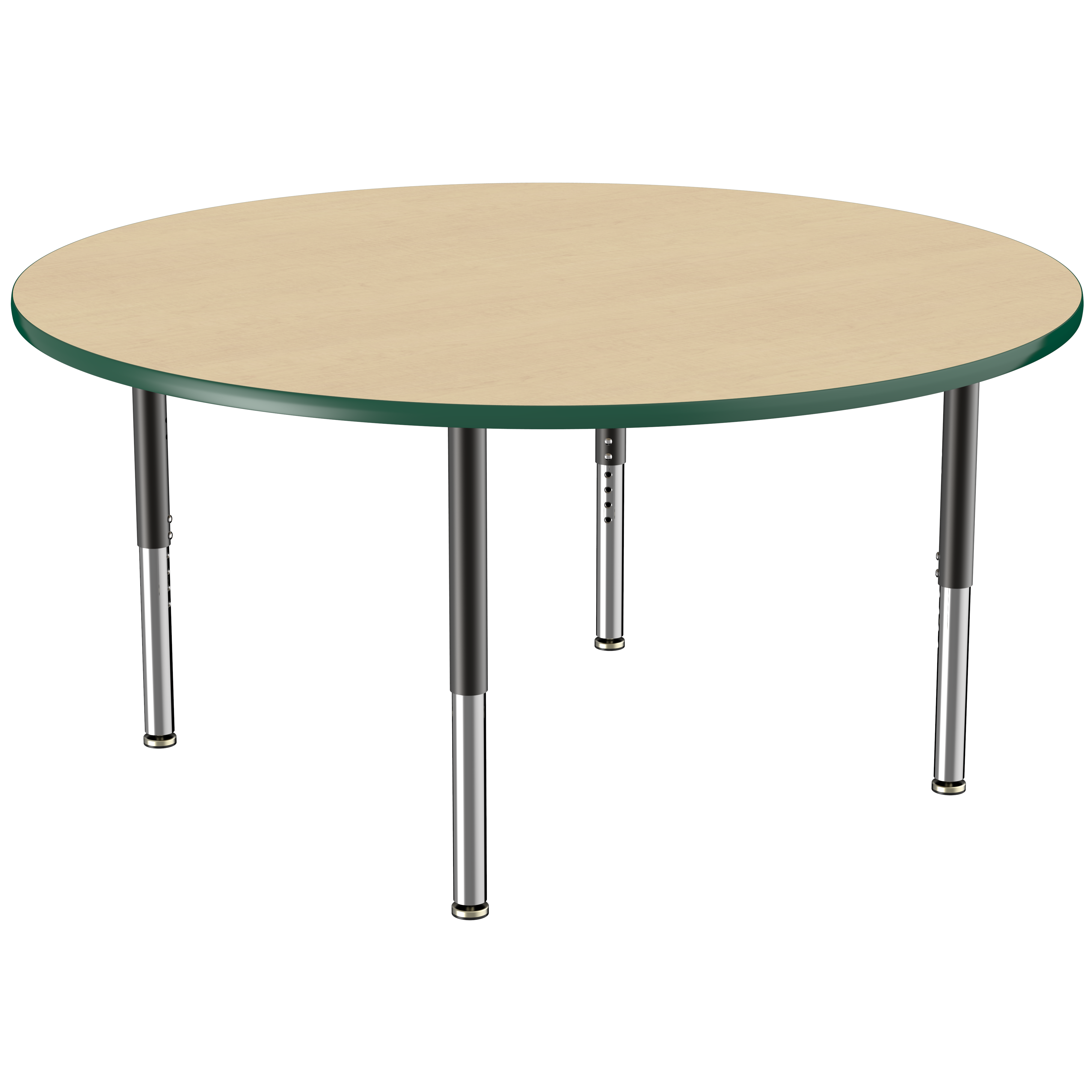60" Round T-Molding Activity Table with Adjustable Super Legs - Maple/Green/Black