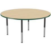 60" Round T-Molding Activity Table with Adjustable Super Legs - Maple/Green/Black