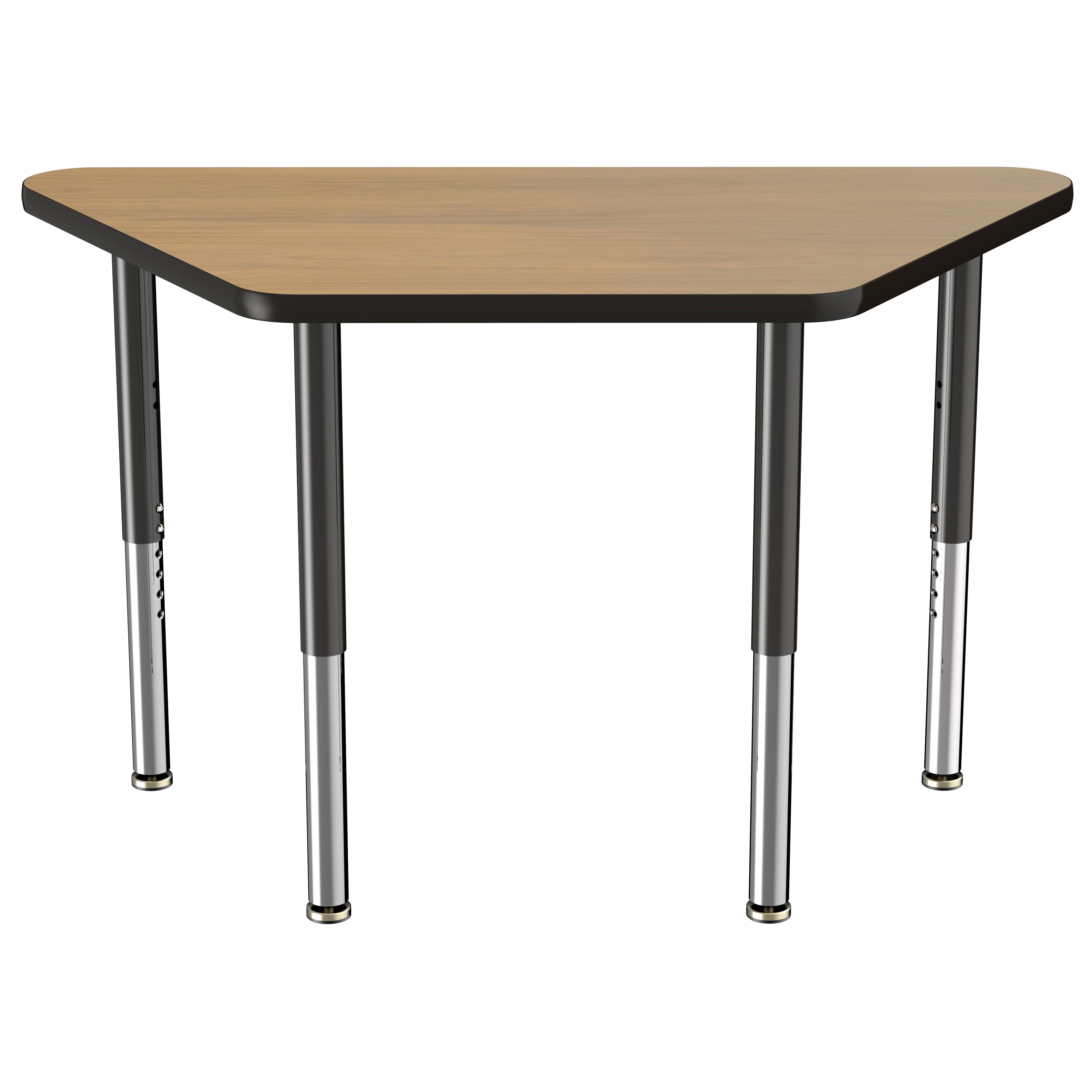 24" x 48" Trapezoid T-Molding Activity Table with Adjustable Super Legs - Pasadena Oak/Black