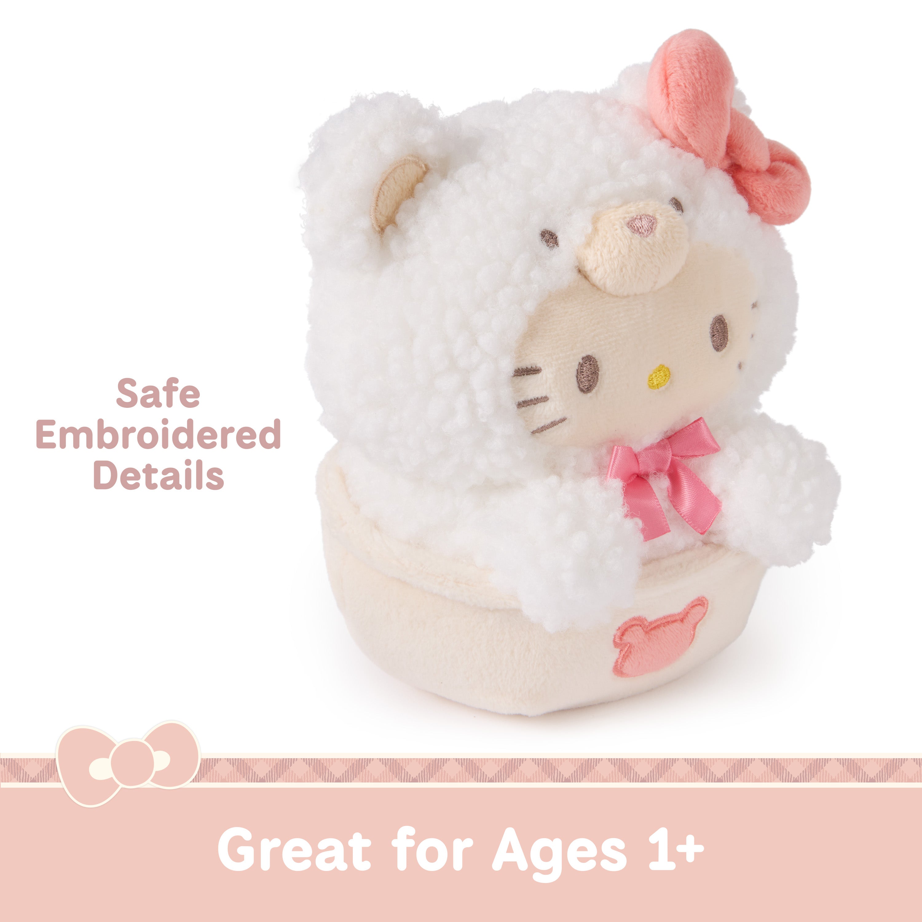GUND Sanrio Official Hello Kitty Café Latte Teddy Bear Plush, Collectible Plush Toy, Stuffed Animal for Ages 1 and Up, White, 6”
