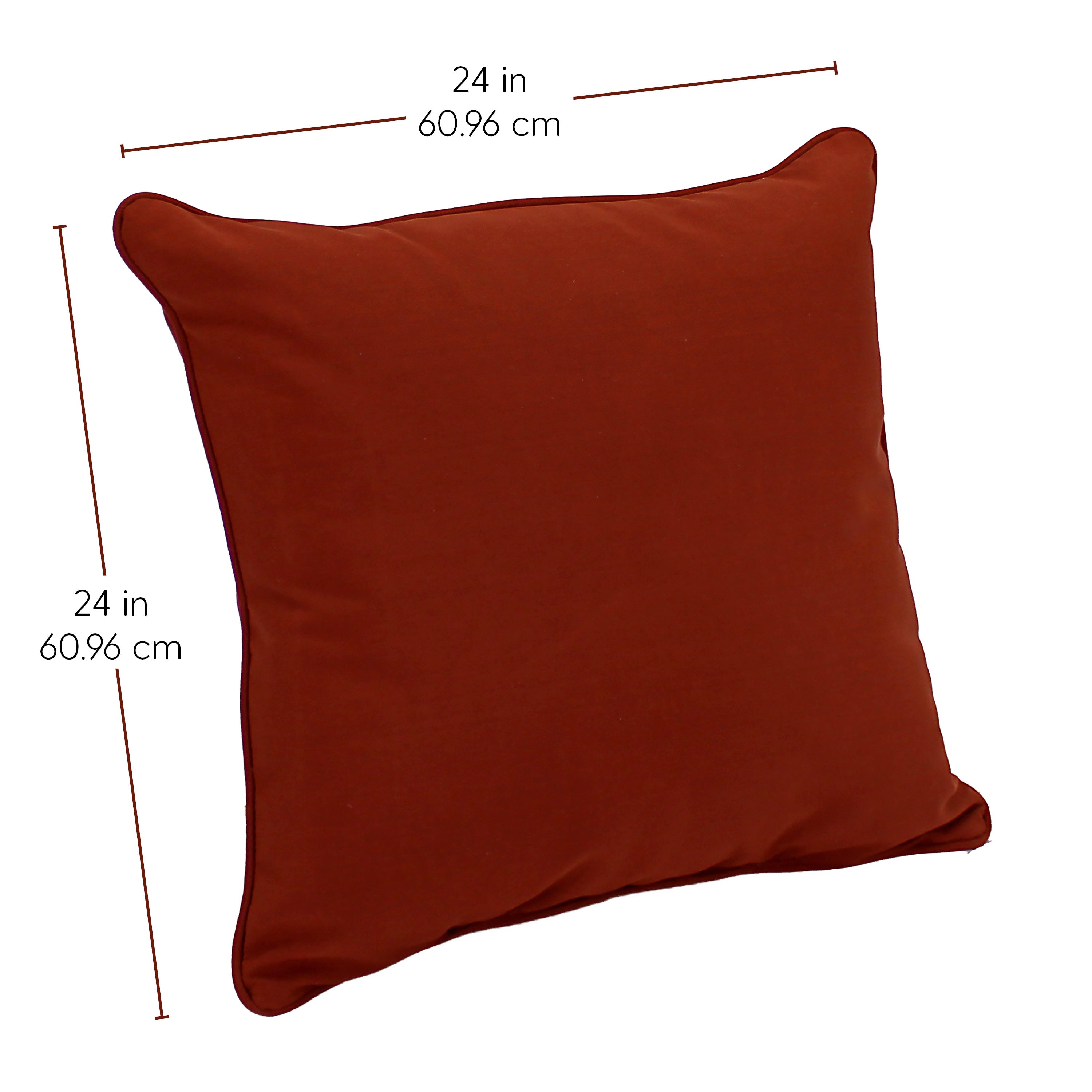 Presidio 24" x 24" Square Indoor/Outdoor Pillow with Piping, 2-Piece - Rust Red