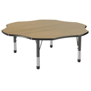 60" x 60" Flower T-Molding Activity Table with Adjustable Chunky Legs - Pasadena Oak/Black