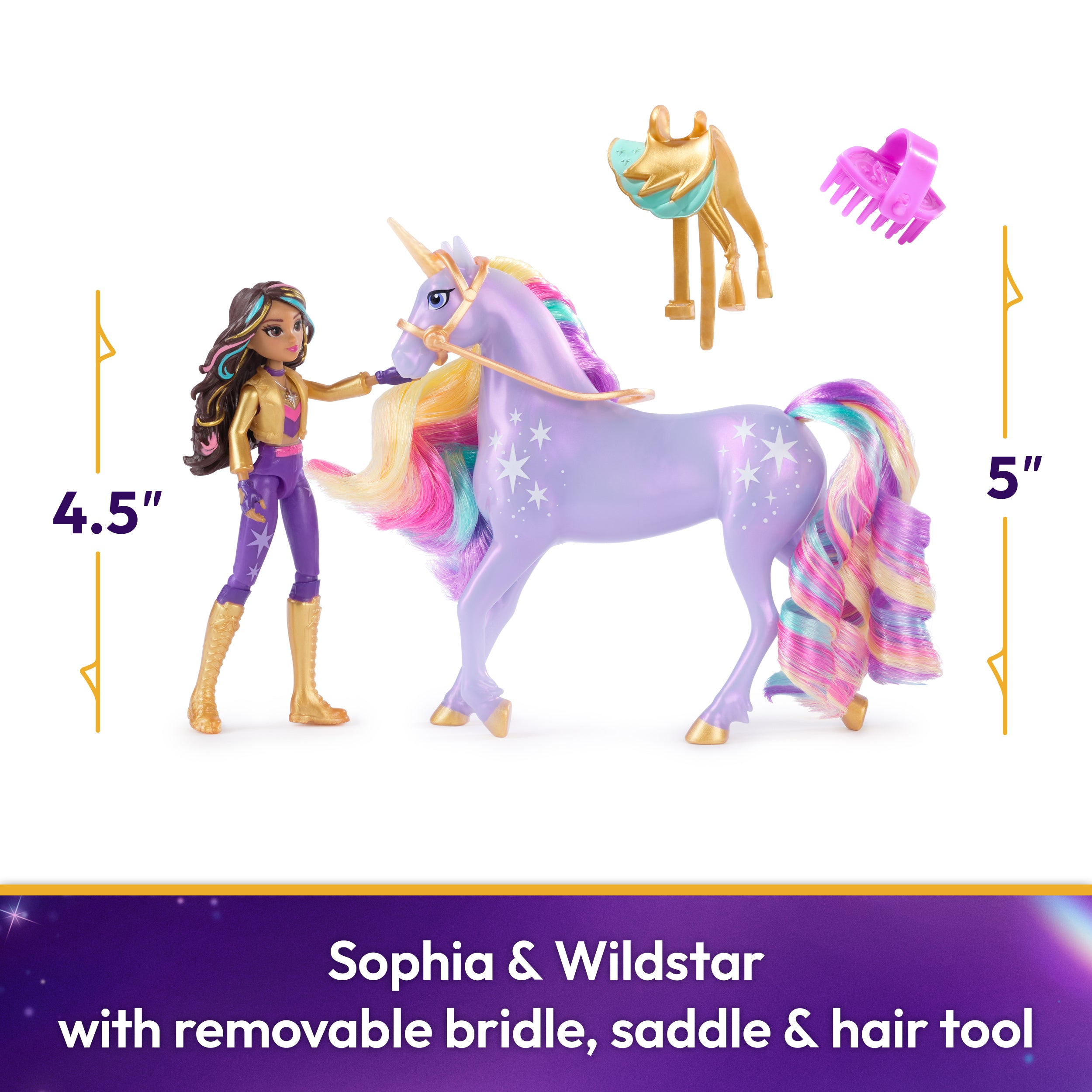 Unicorn Academy, Sophia & Wildstar with 2 Accessories & Hair Tool, Dolls & Unicorn Toys for Girls Ages 4 and up