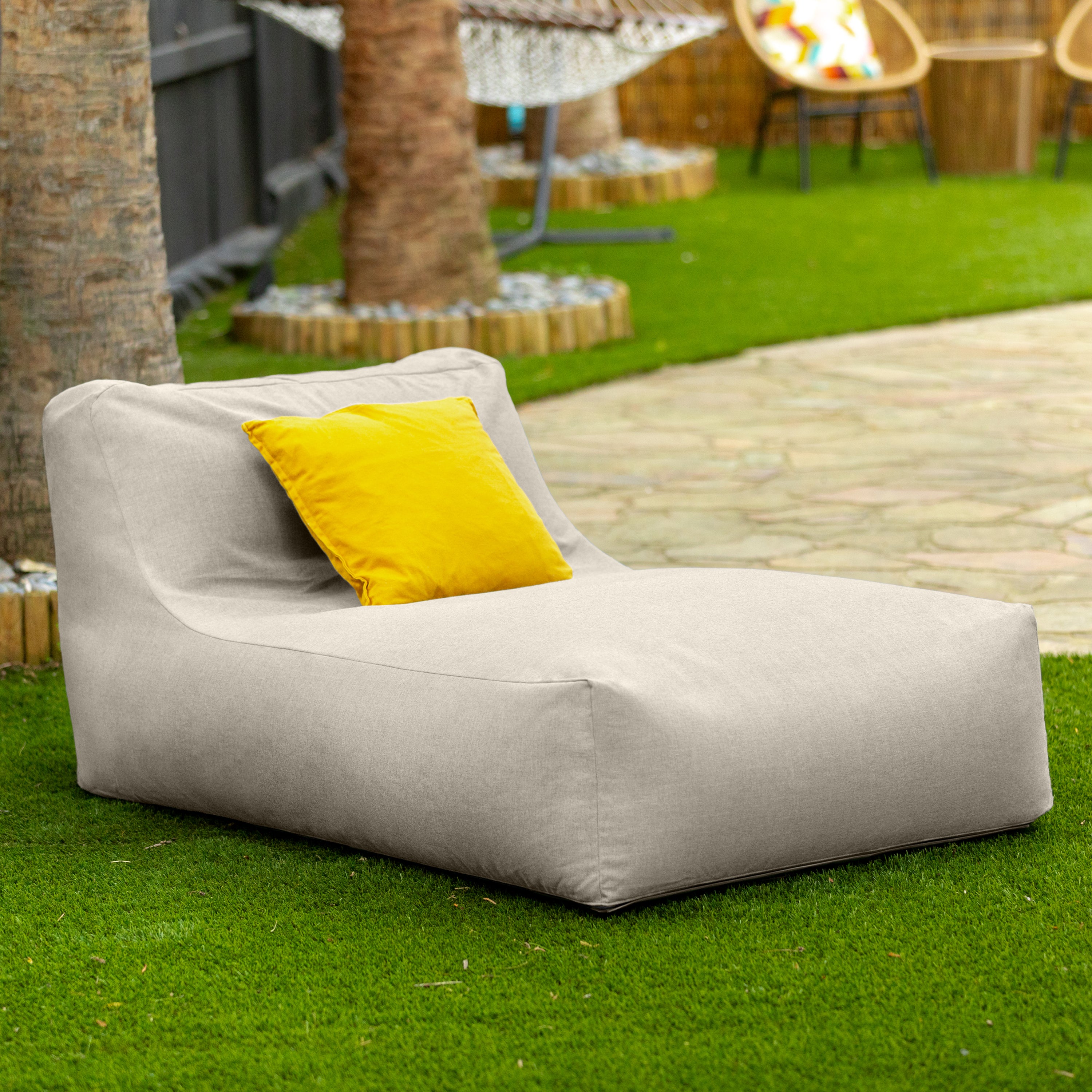 Coza Outdoor Sun Lounger - Luxurious Giant Outdoor Chaise - Sunbrella, Flax