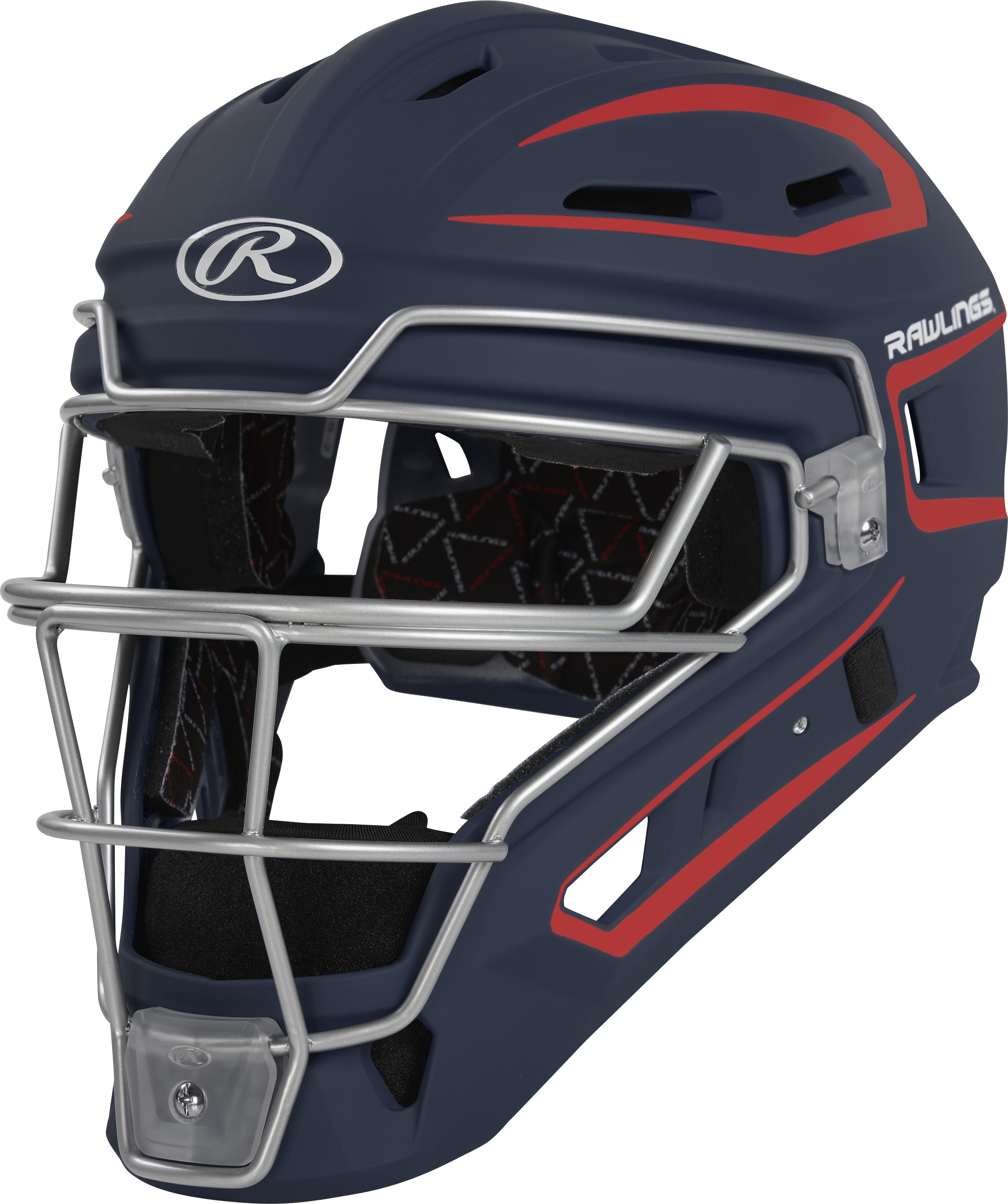 Rawlings Velo 2.0 Matte Senior Catchers Helmet - Navy/Scarlet
