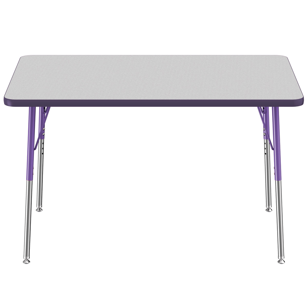 30" x 48" Rectangle T-Molding Activity Table with Adjustable Standard Swivel Glide Legs - Gray/Purple