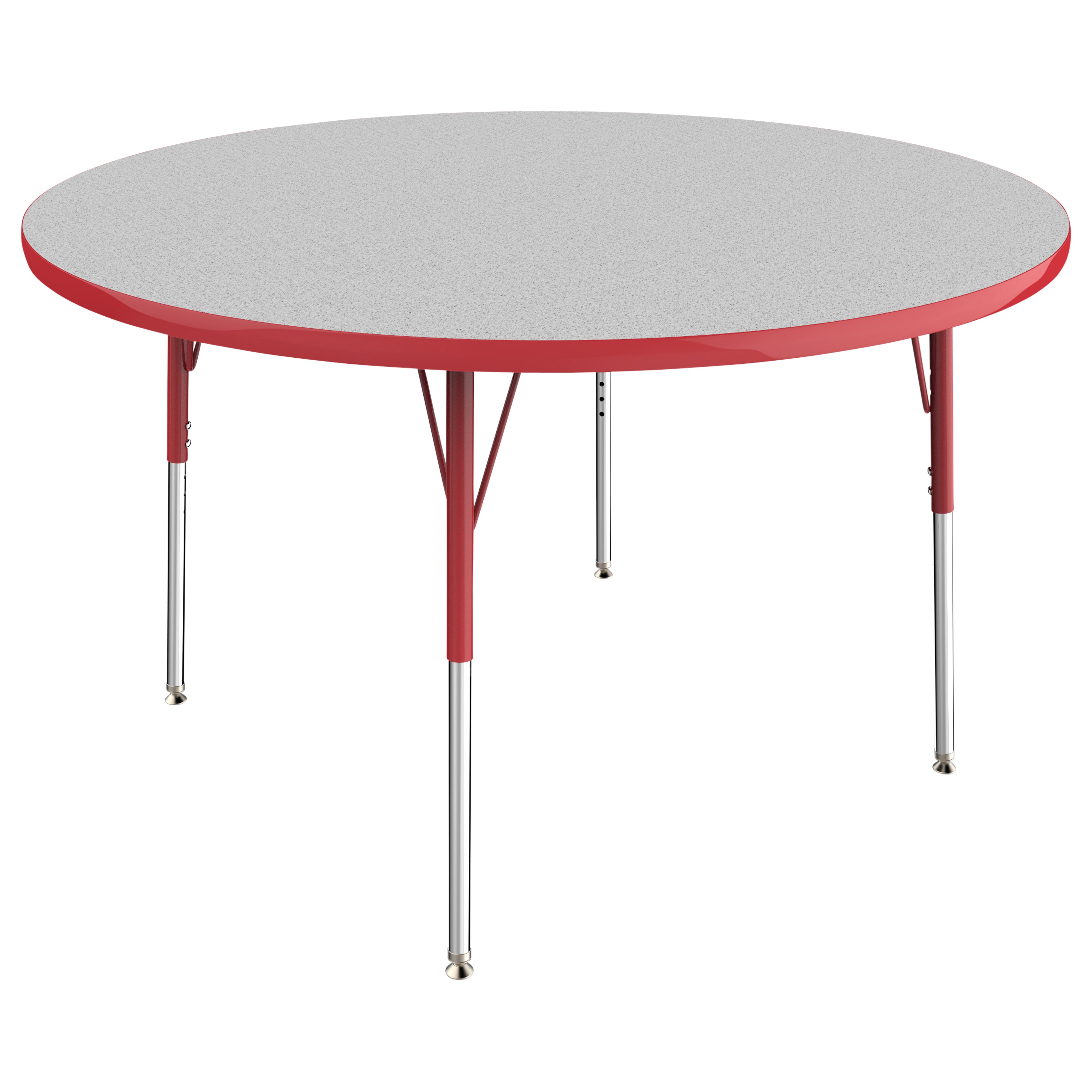 48" Round T-Molding Activity Table with Adjustable Standard Swivel Glide Legs - Gray/Red