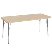 30" x 72" Rectangle La Madera Activity Table with Standard Legs - Maple Grain/Silver