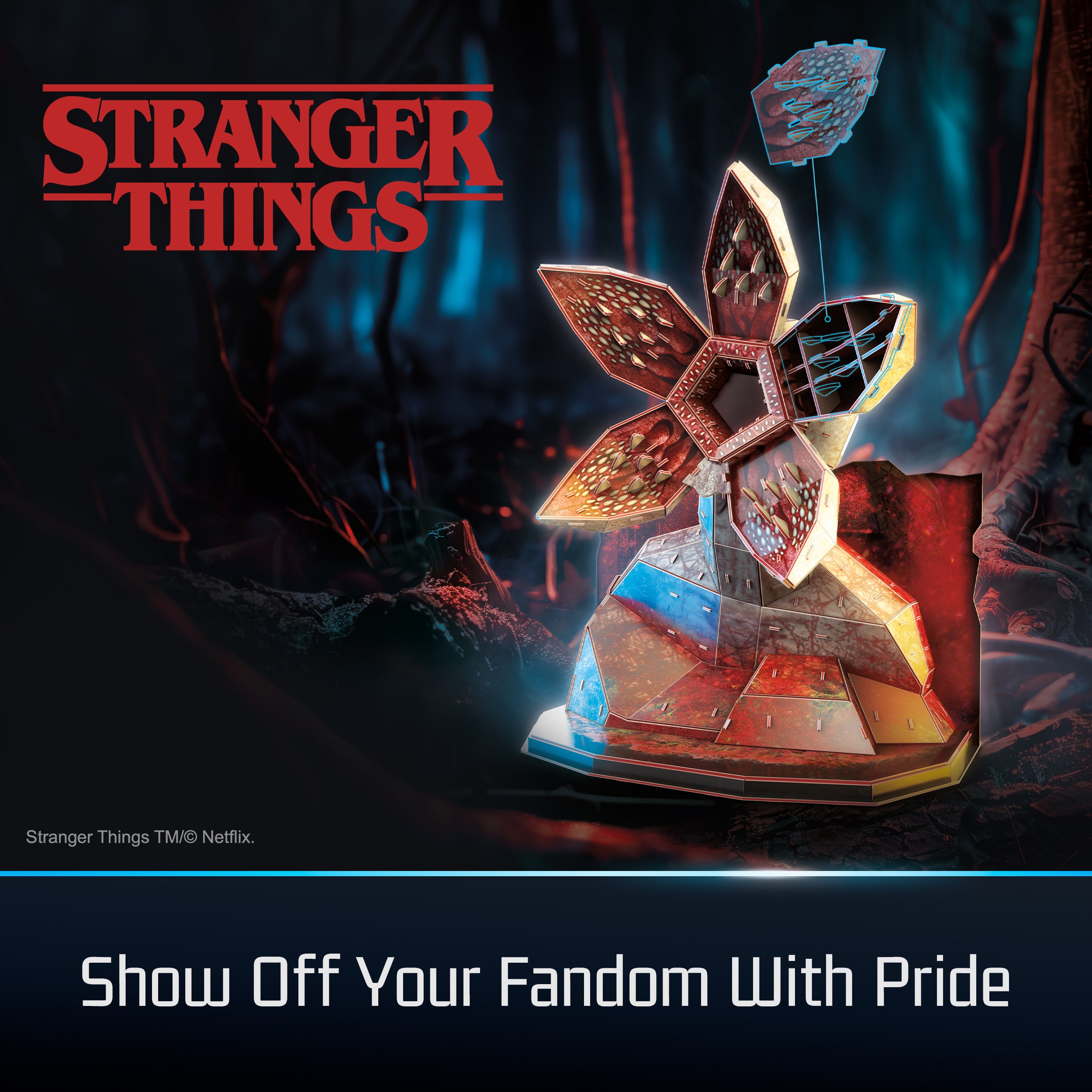 4D Build, Stranger Things Demogorgon 3D Model Kit with Stand, Stranger Things Collectibles & Desk Decor, Adult Puzzle, Building Toys, 3D Puzzles for Adults & Teens, 155 Pieces, for Ages 12 & Up