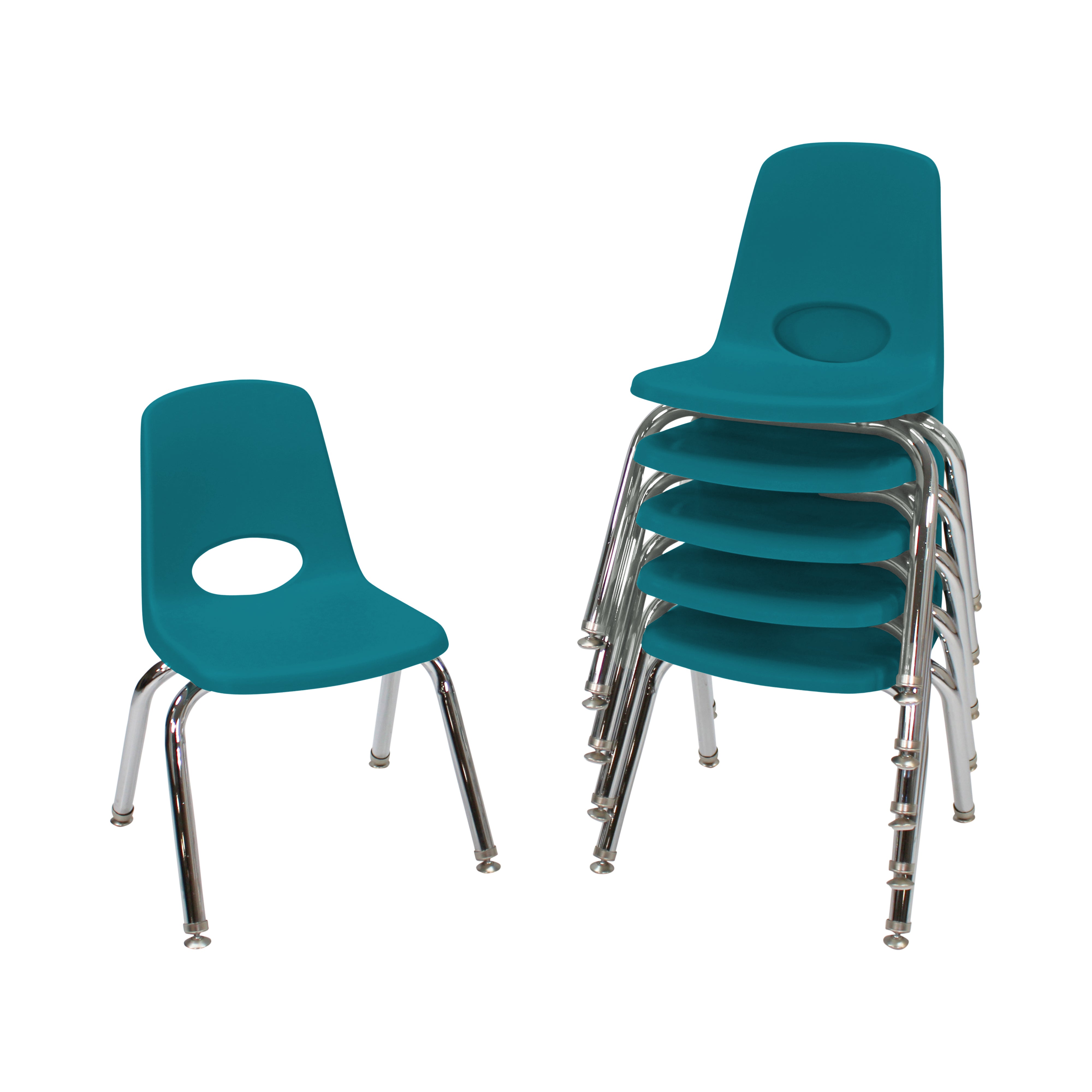 12" Stack Chair with Swivel Glides, 6-Piece - Teal