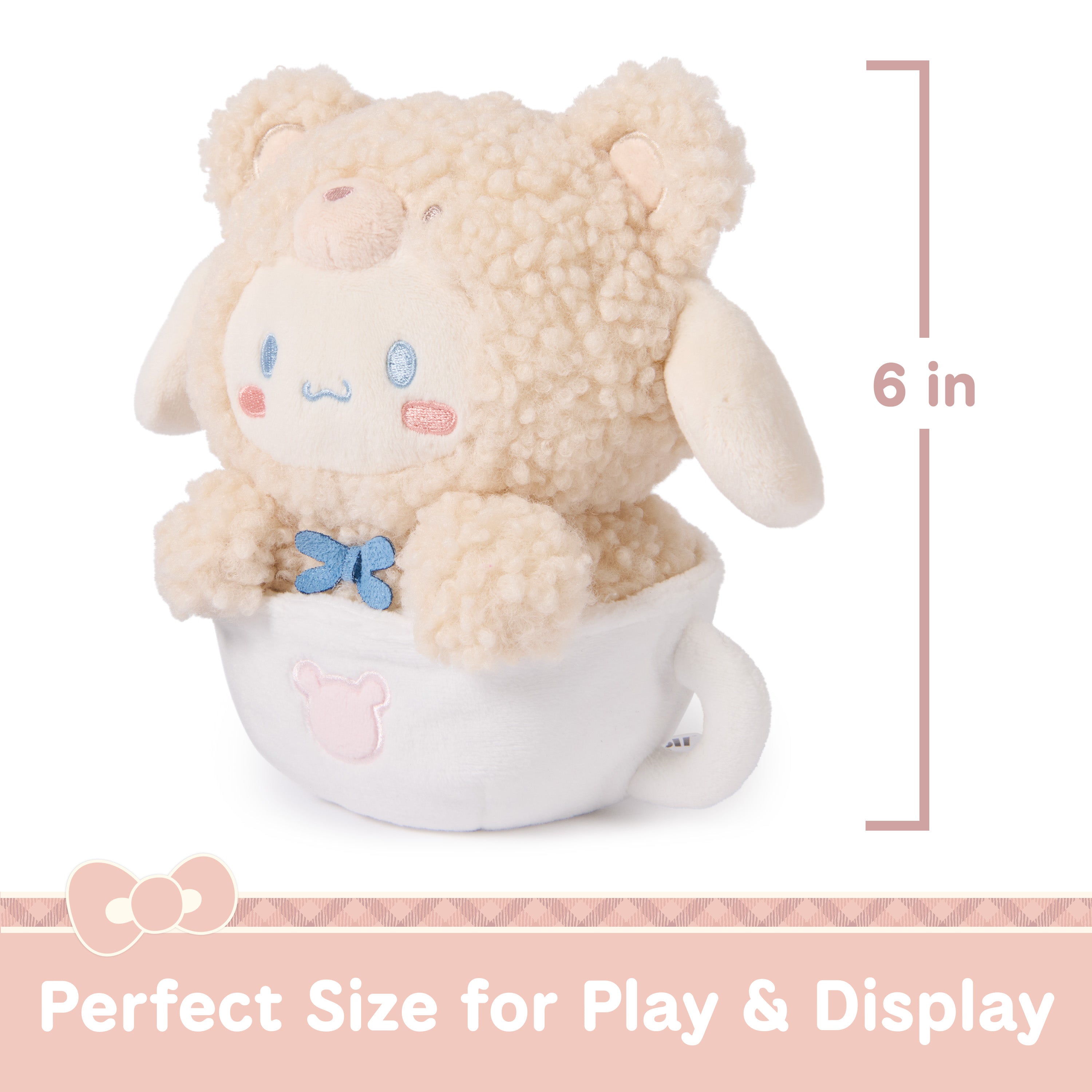 GUND Sanrio Official Hello Kitty and Friends Cinnamoroll Café Latte Teddy Bear Plush, Collectible Plush Toy, Stuffed Animal for Ages 1 and Up, 6”
