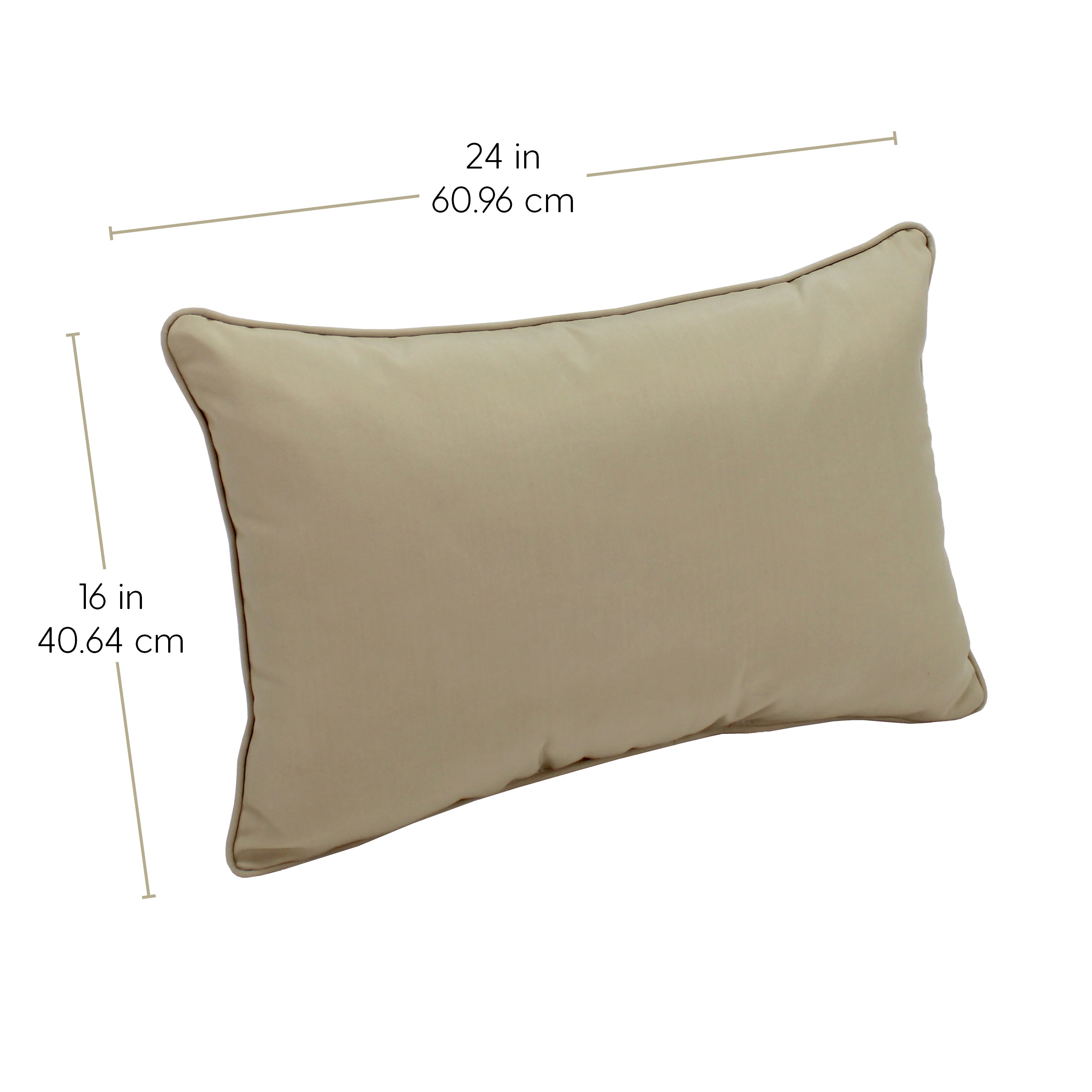 Presidio 16" x 24" Lumbar Indoor/Outdoor Pillow with Piping, 2-Piece - Beige Sand