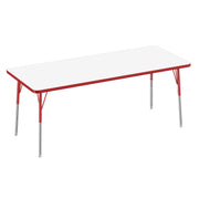 30" x 72" Rectangle Dry-Erase Activity Table with Adjustable Standard Swivel Glide Legs - Whiteboard/Red