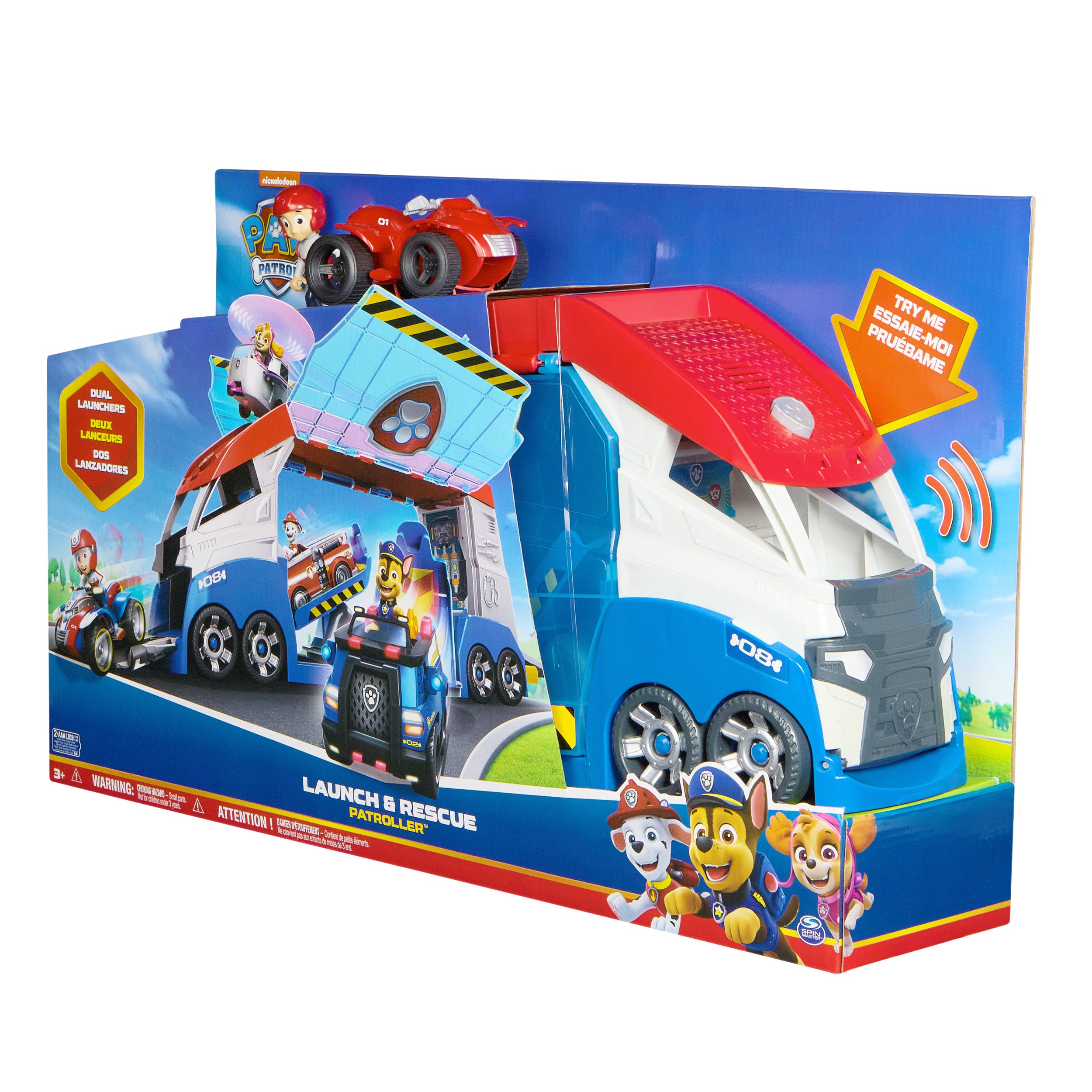 PAW Patrol, Transforming PAW Patroller with Vehicle Launchers, Lights & Sounds, Ryder Action Figure & ATV Toy Car, Kids Toys for Boys & Girls Ages 3+