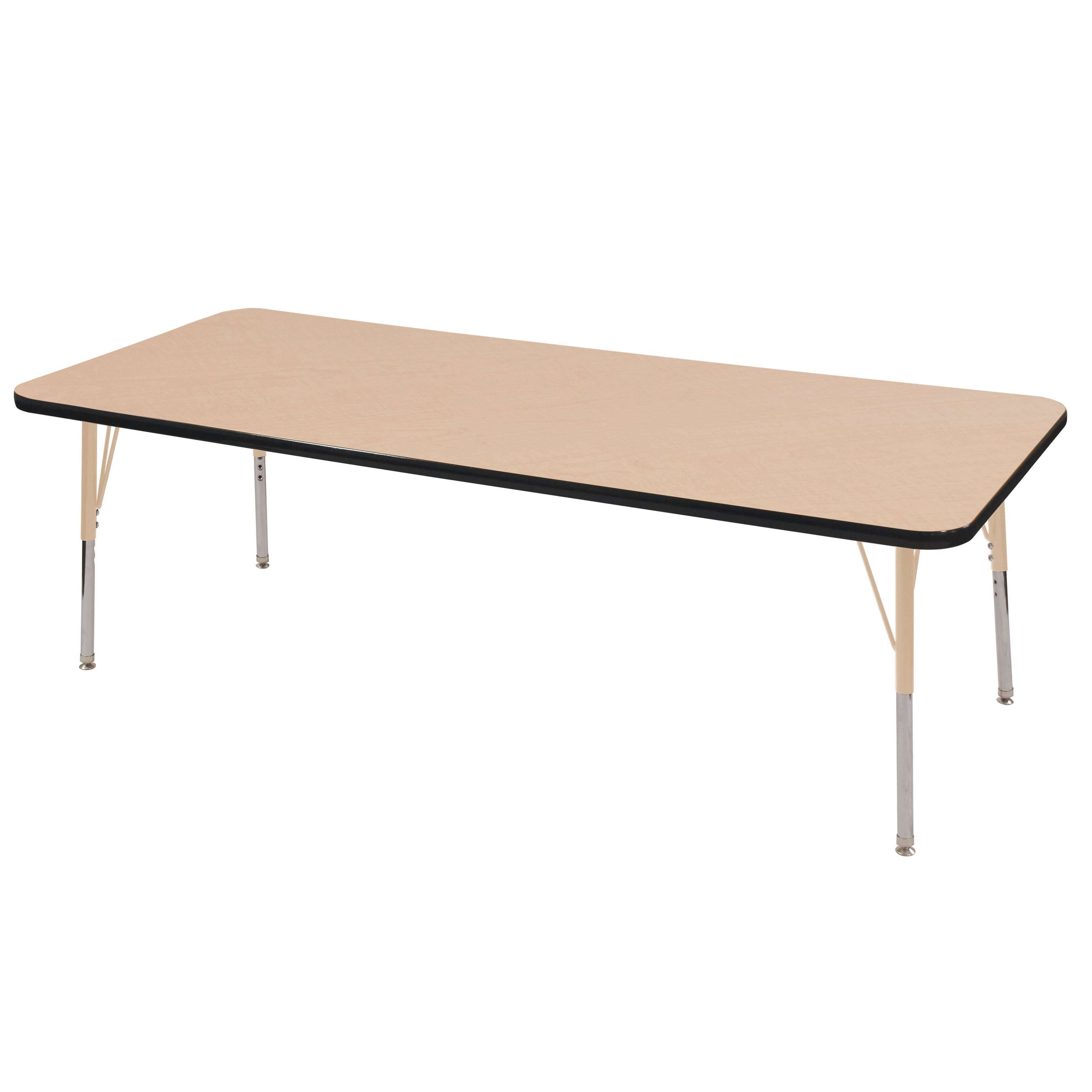 30" x 72" Rectangle T-Molding Activity Table with Adjustable Standard Swivel Glide Legs - Maple/Black/Sand