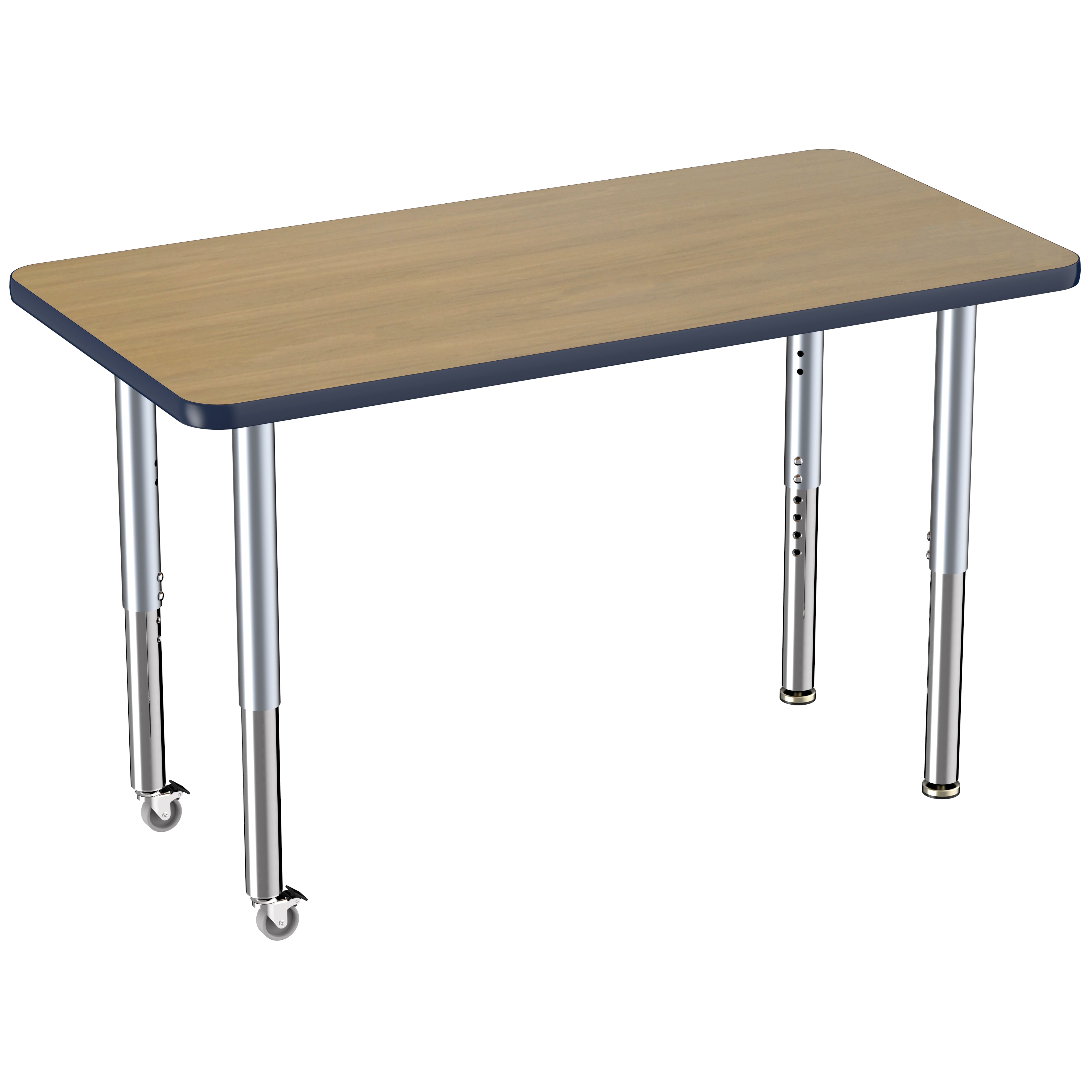 24" x 48" Rectangle Thermofused Activity Table with Adjustable Super Legs - Pasadena Oak/Navy/Silver