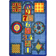 Games Galore 5'4" x 7'8" area rug in color Sapphire