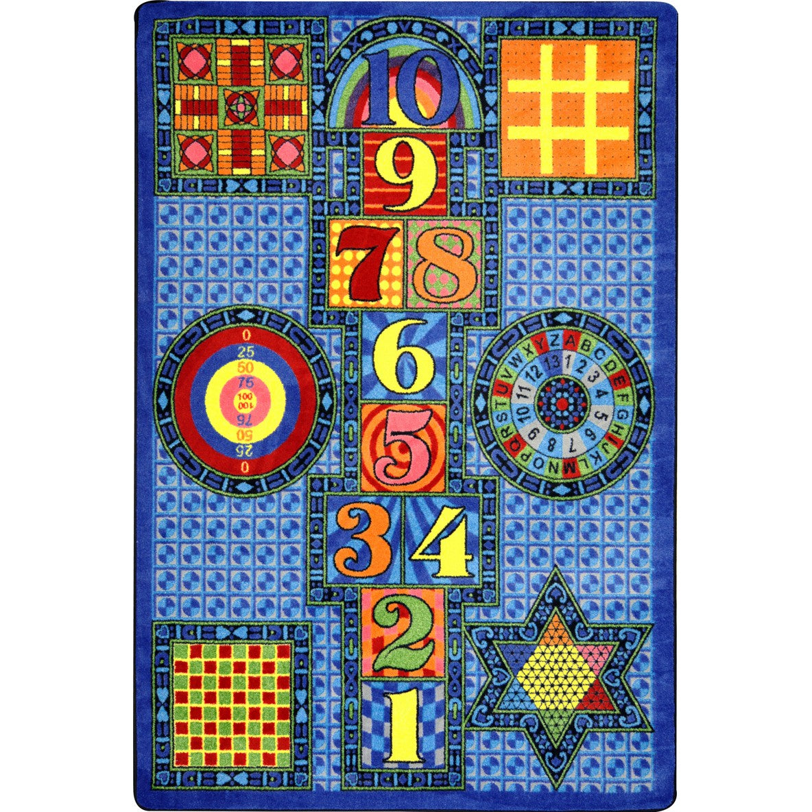 Games Galore 10'9" x 13'2" area rug in color Sapphire