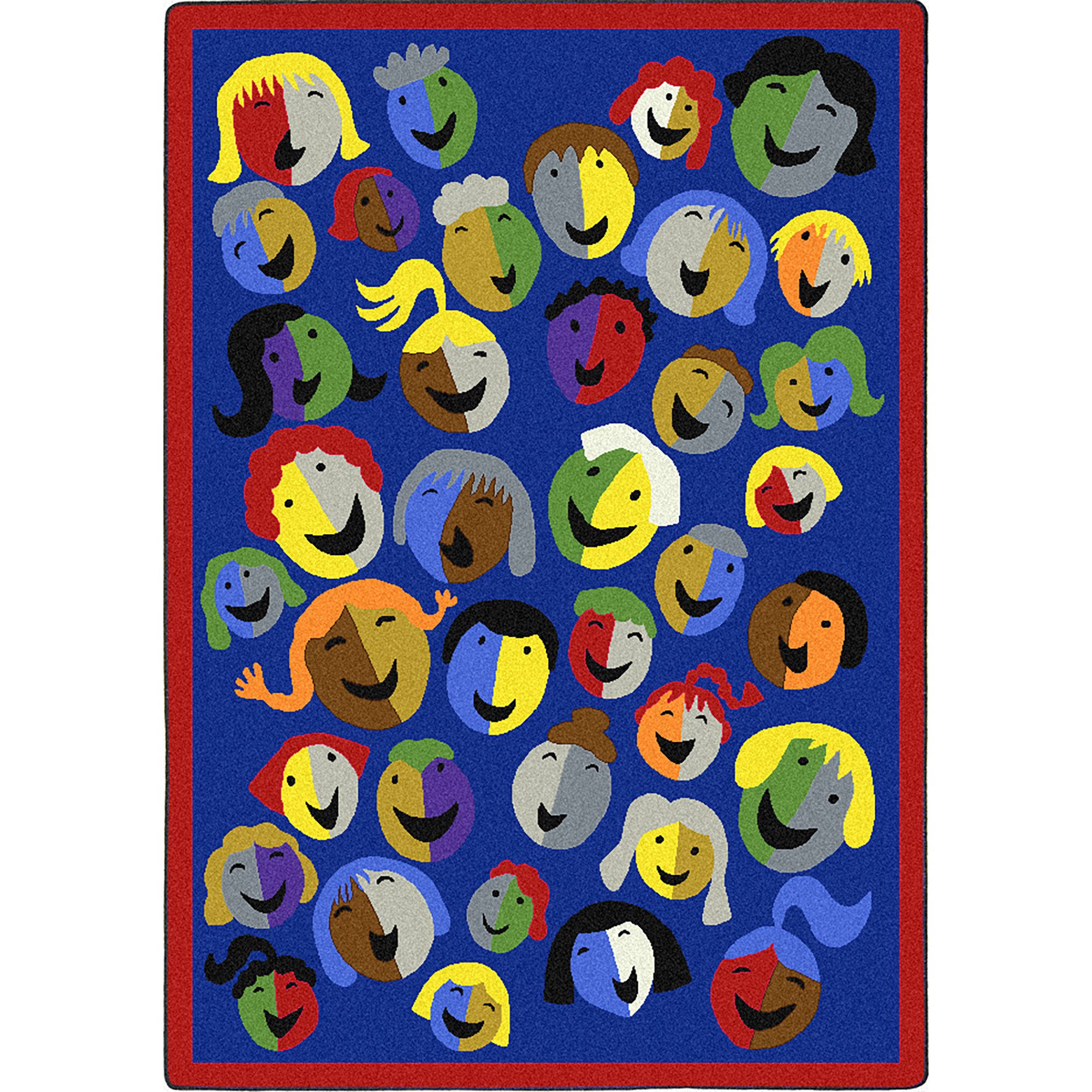 Joyful Faces 3'10" x 5'4" area rug in color Blue
