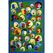 Joyful Faces 3'10" x 5'4" area rug in color Green