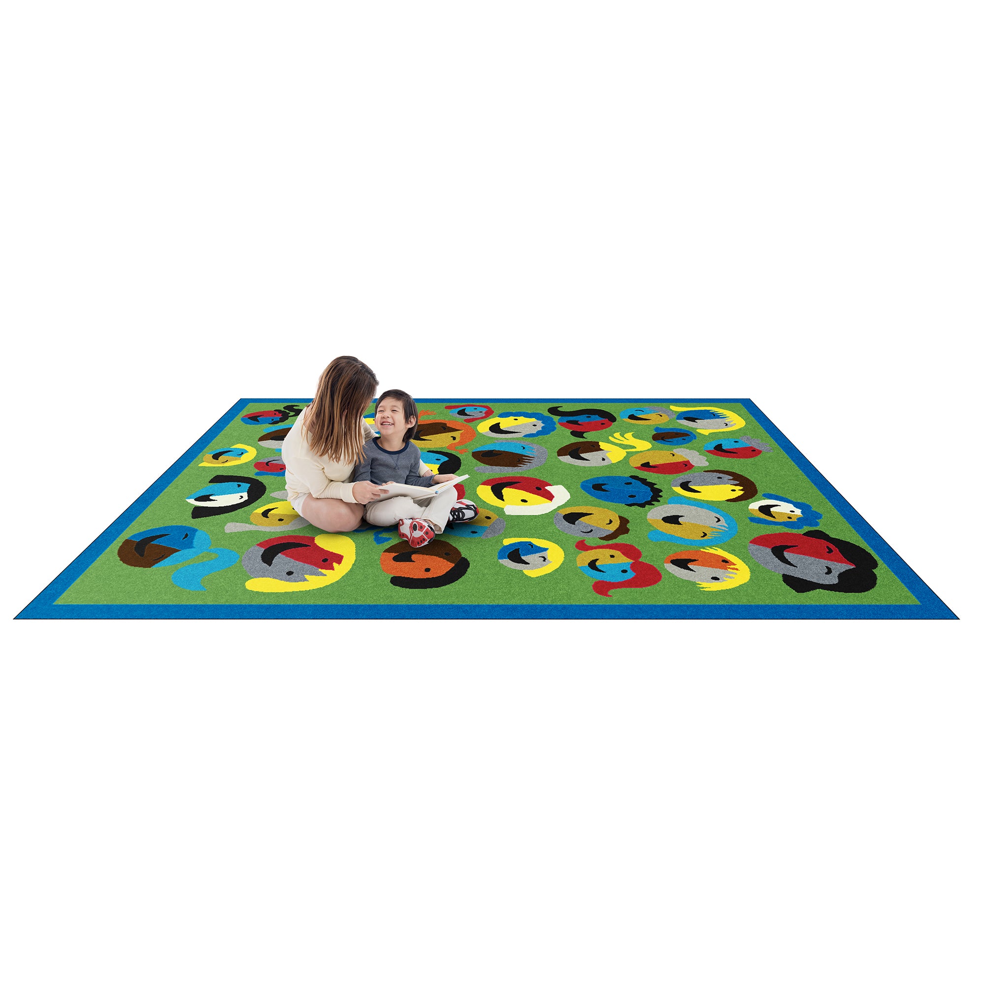 Joyful Faces 5'4" x 7'8" area rug in color Green