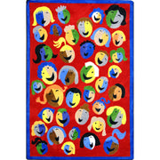 Joyful Faces 3'10" x 5'4" area rug in color Red