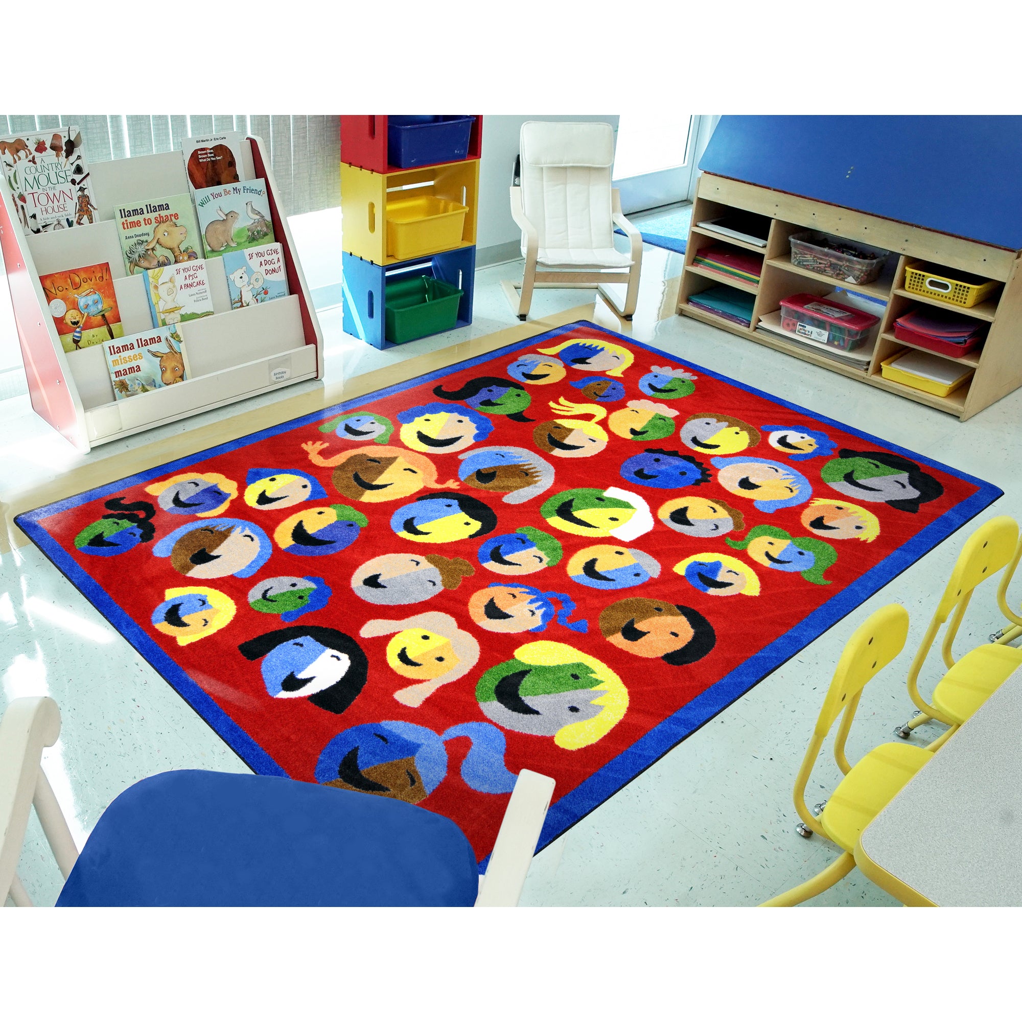 Joyful Faces 3'10" x 5'4" area rug in color Red