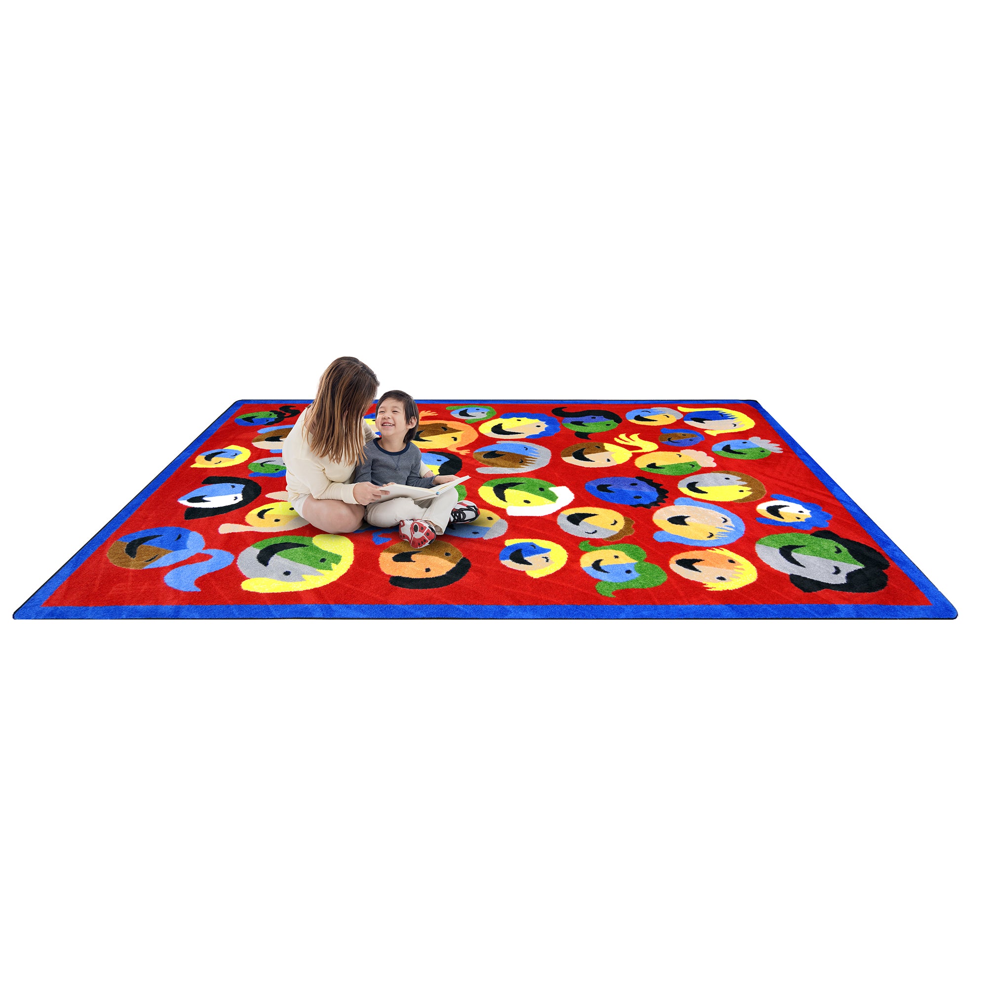 Joyful Faces 5'4" x 7'8" area rug in color Red
