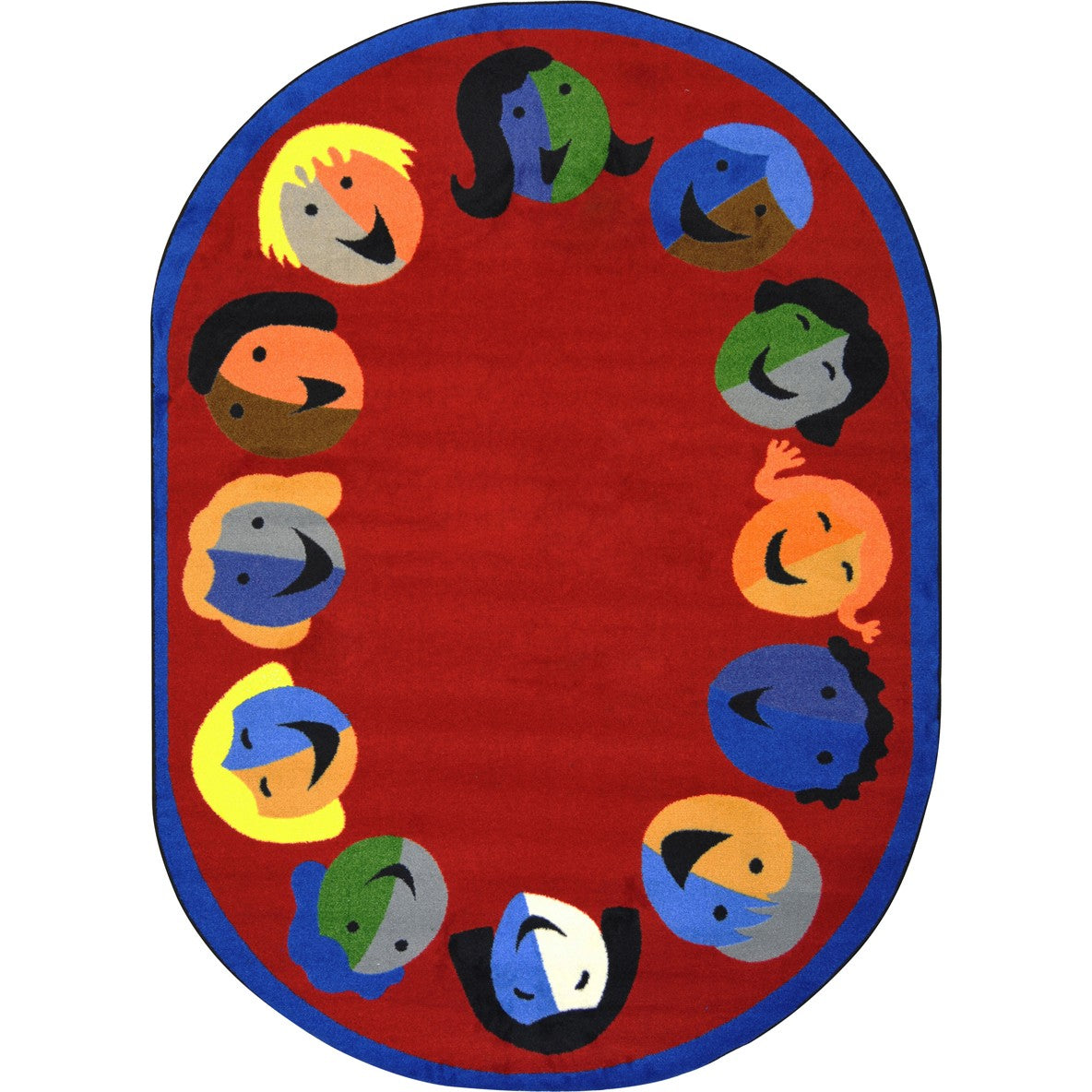 Joyful Faces 10'9" x 13'2" Oval area rug in color Red