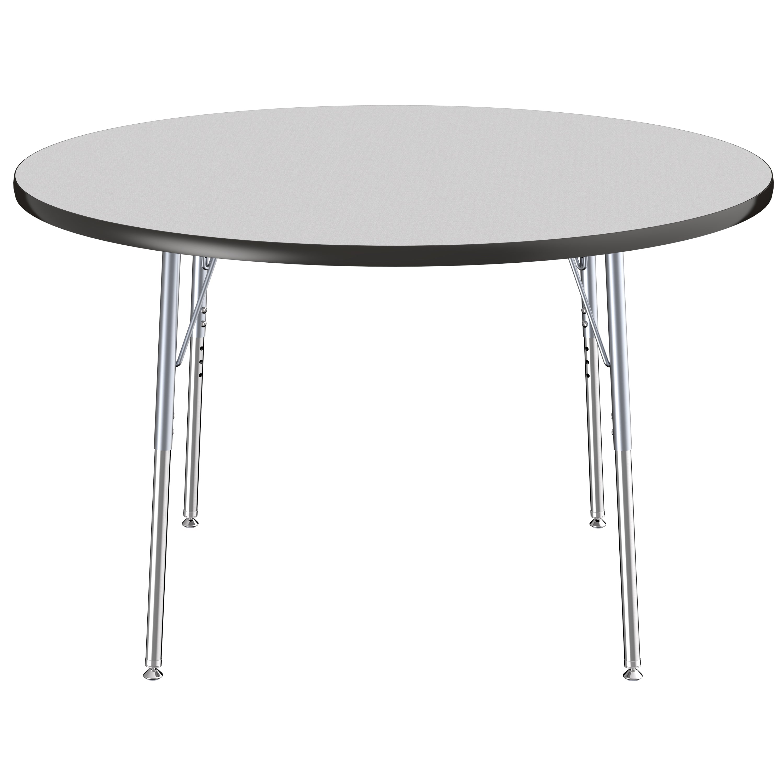 48" Round T-Molding Activity Table with Adjustable Standard Swivel Glide Legs - Gray/Black/Silver