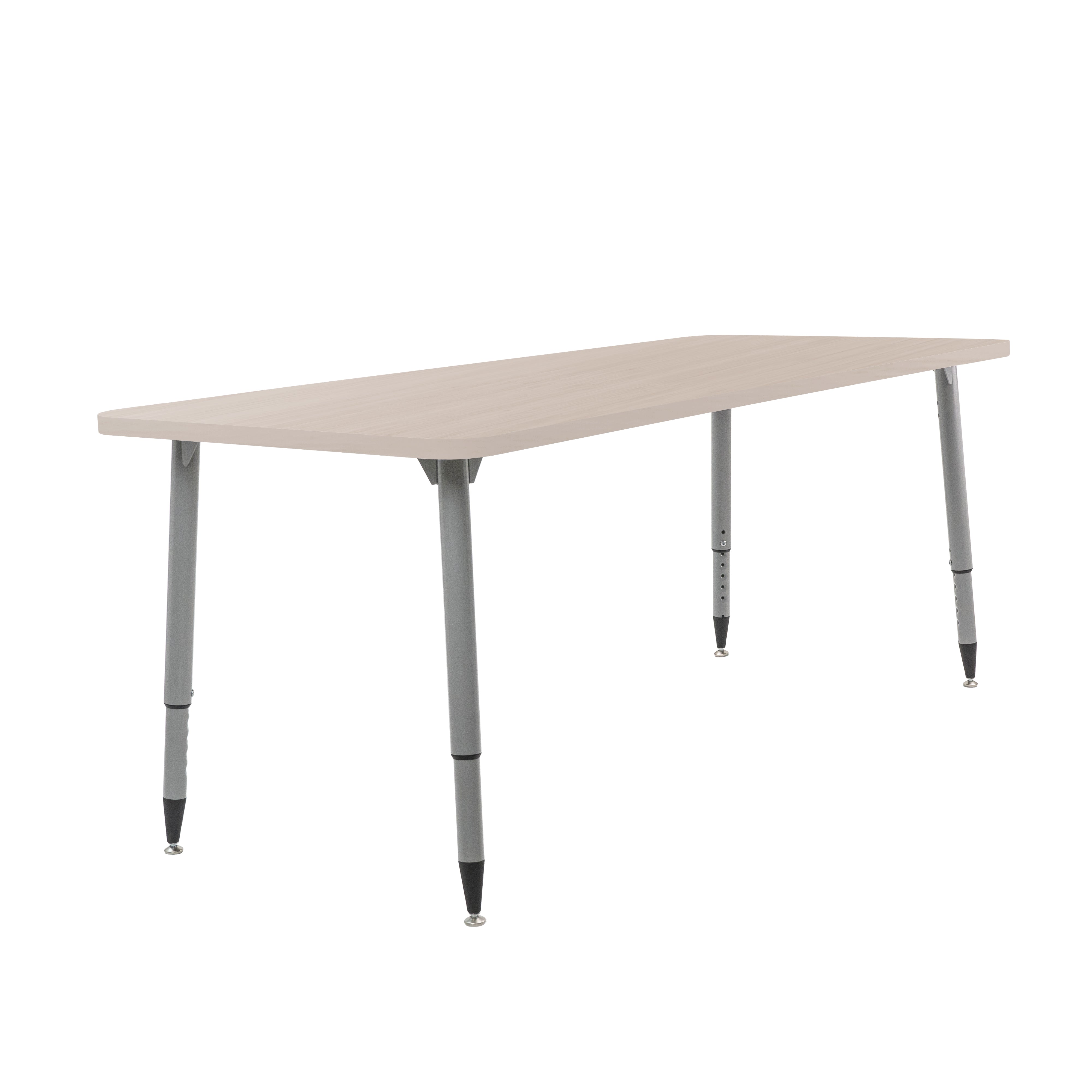 Adapte 30" x 72" Rectangle Woodgrain Activity Table with Adjustable Tapered Legs - Asian Sand/Silver