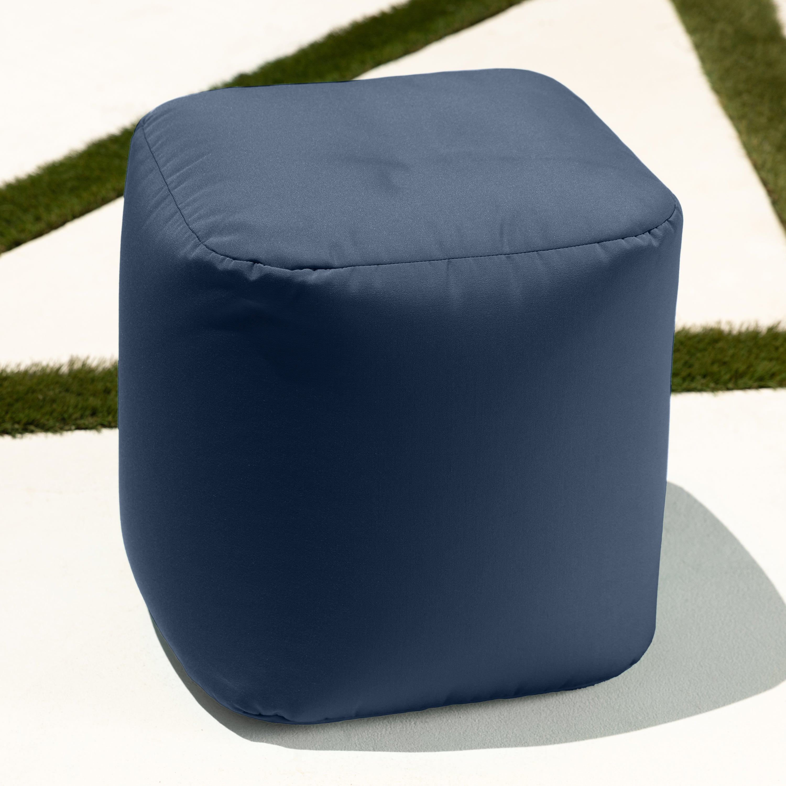 Jaxx Luckie Outdoor Patio Bean Bag Ottoman, Navy