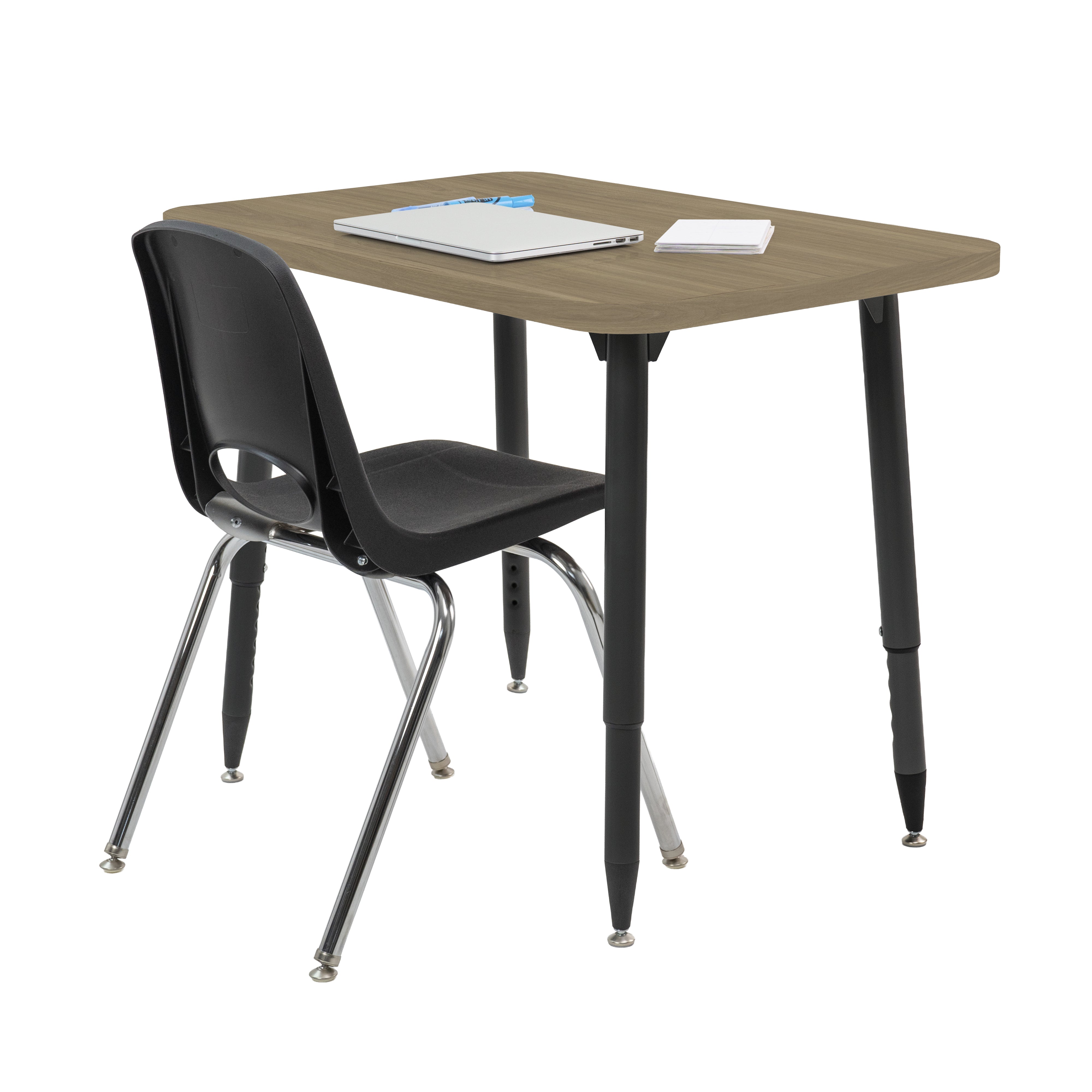 Adapte 24" x 36" Rectangle Woodgrain Activity Table with Adjustable Tapered Legs - Pasadena Oak/Black
