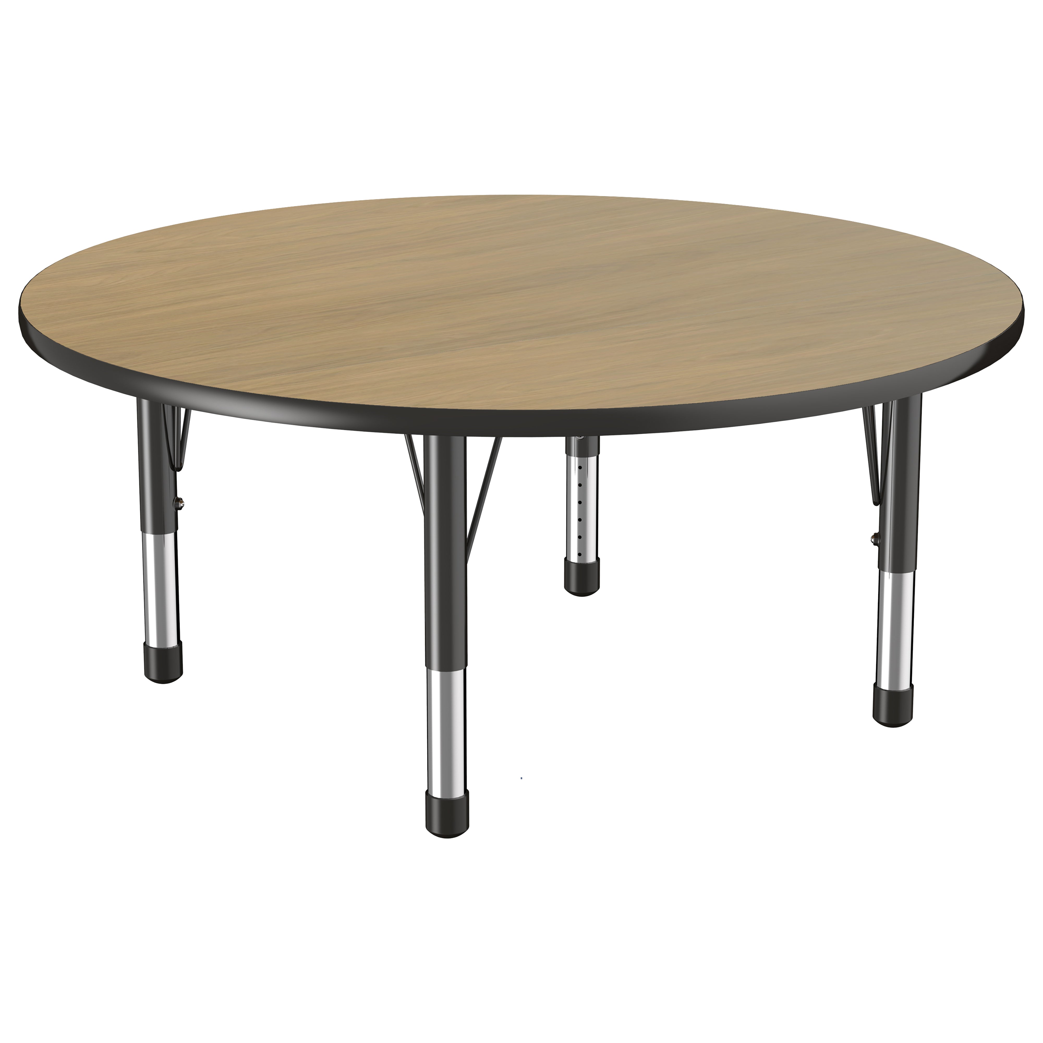 48" Round T-Molding Activity Table with Adjustable Chunky Legs - Pasadena Oak/Black