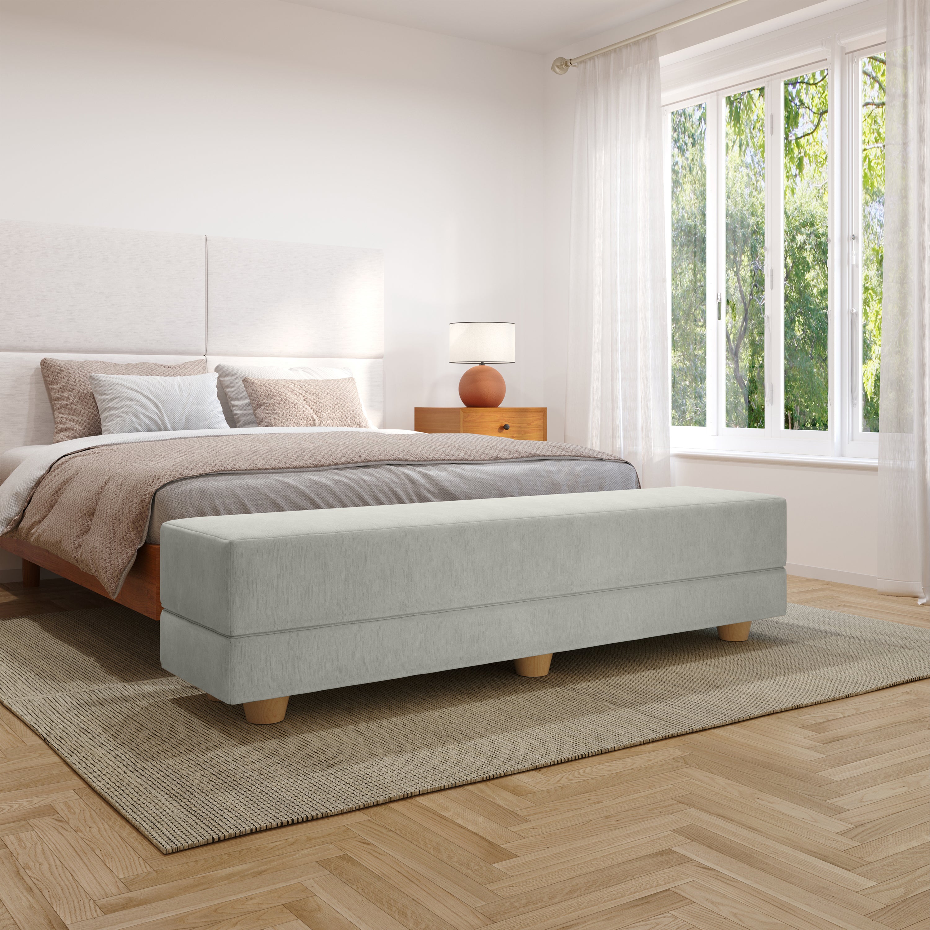 Jaxx Camden Convertible Bed Bench / Fold-Out Twin Guest Bed, Ice