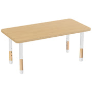 24" x 48" Rectangle Thermofused Activity Table with Adjustable Chunky Wood Legs - Maple Grain/White/Natural