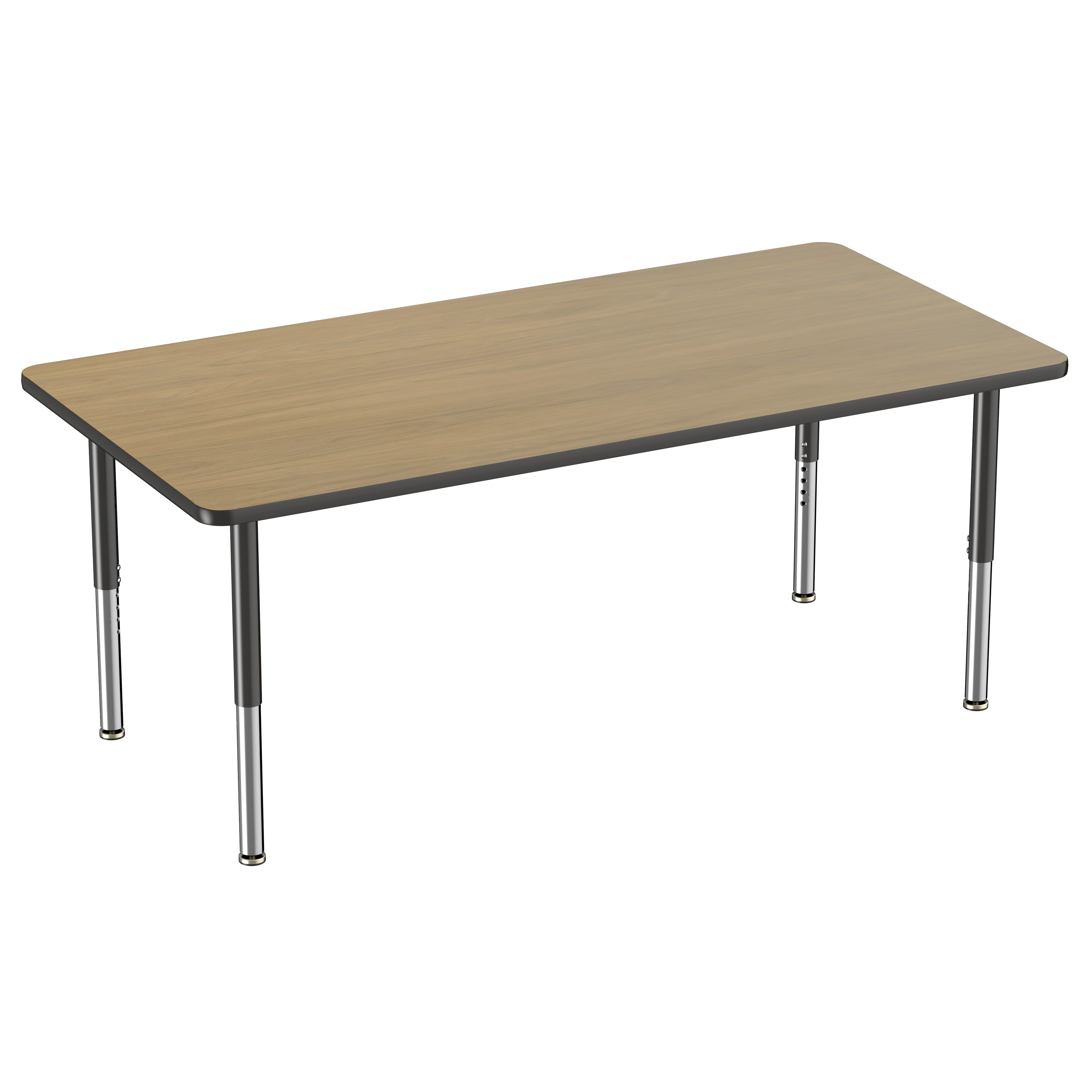 36" x 72" Rectangle T-Molding Activity Table with Adjustable Super Legs - Pasadena Oak/Black