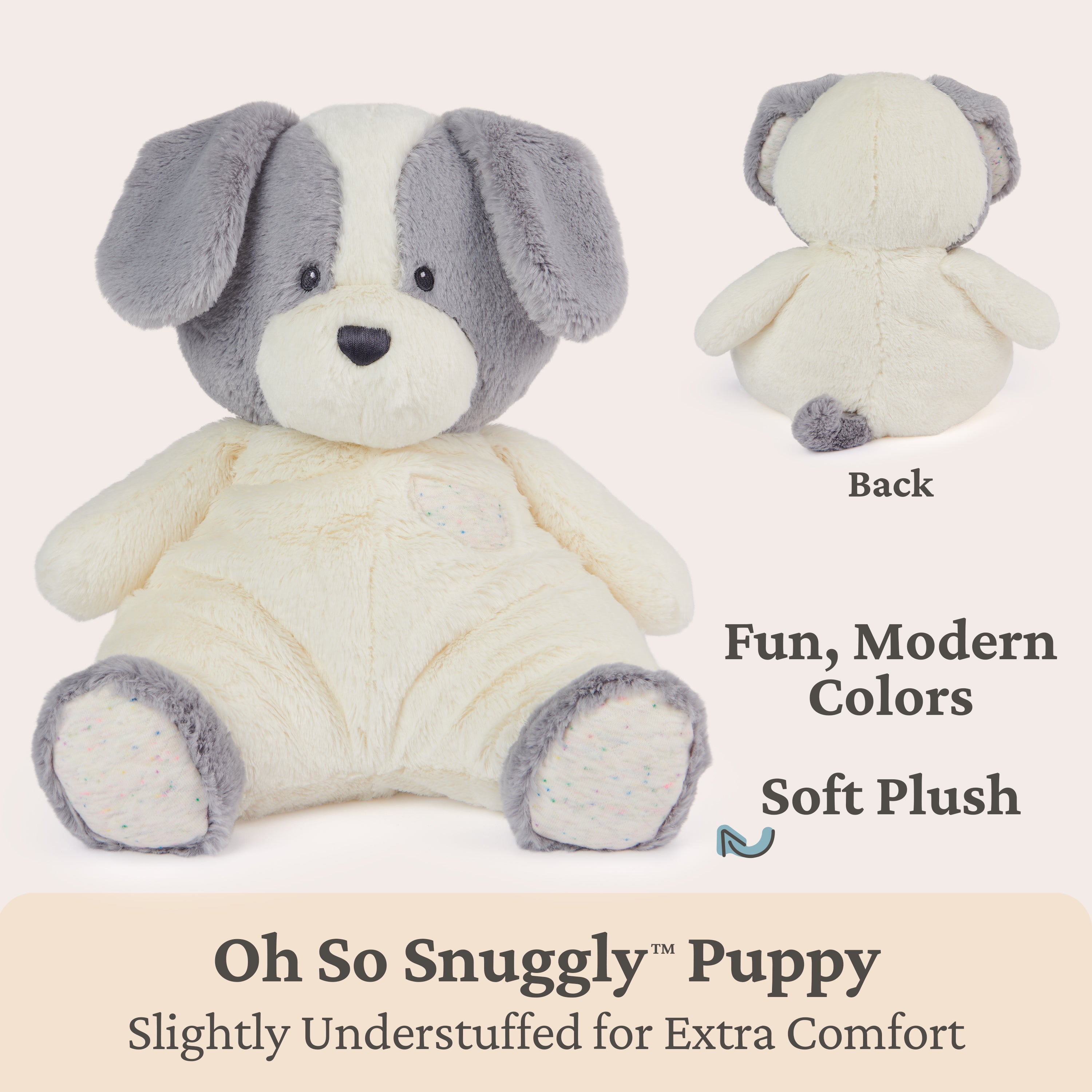 Baby GUND Oh So Snuggly Puppy, Large Stuffed Animal Dog for Babies and Infants, Grey/White, 12.5”