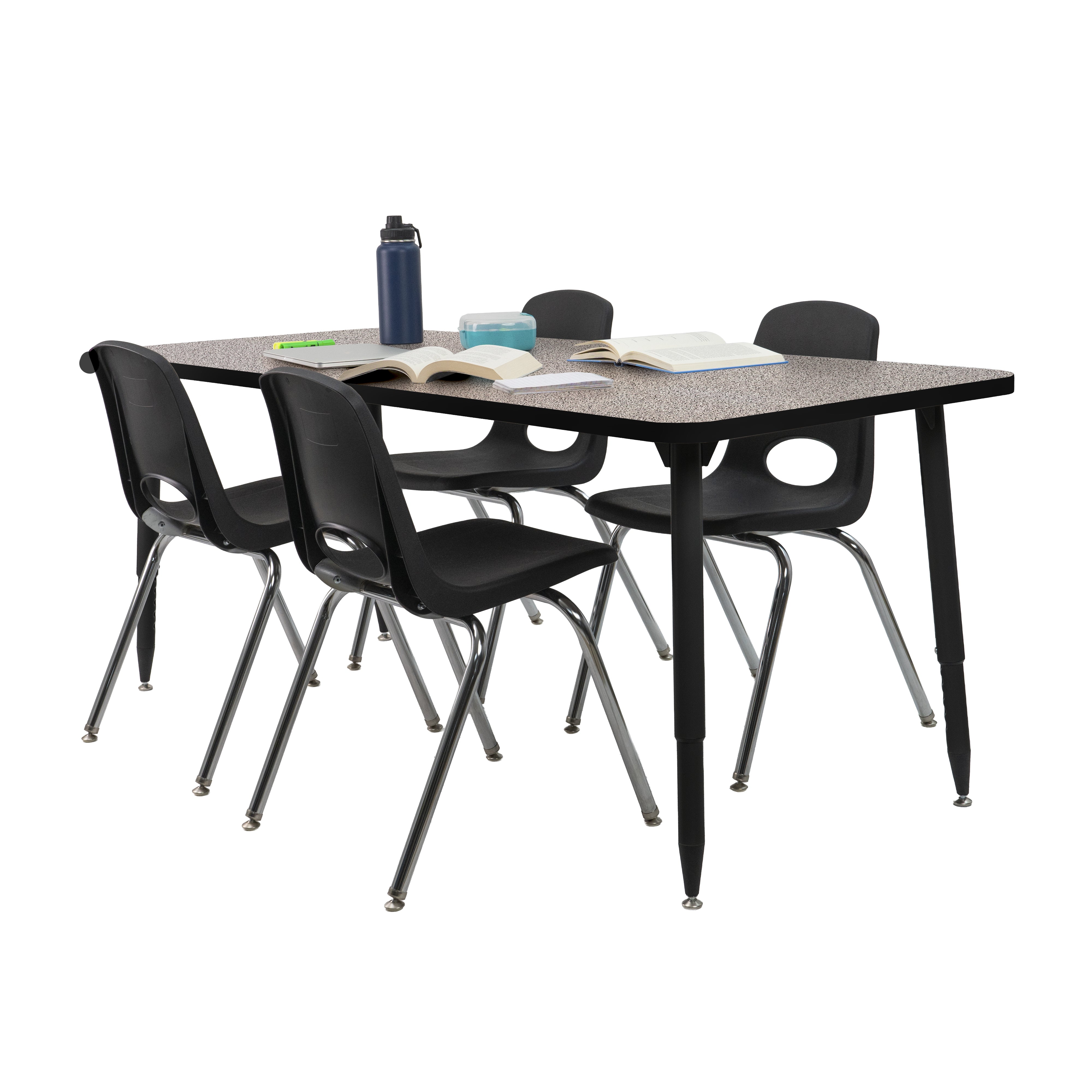 Adapte 30" x 72" Rectangle Activity Table with Adjustable Tapered Legs - Gray/Black