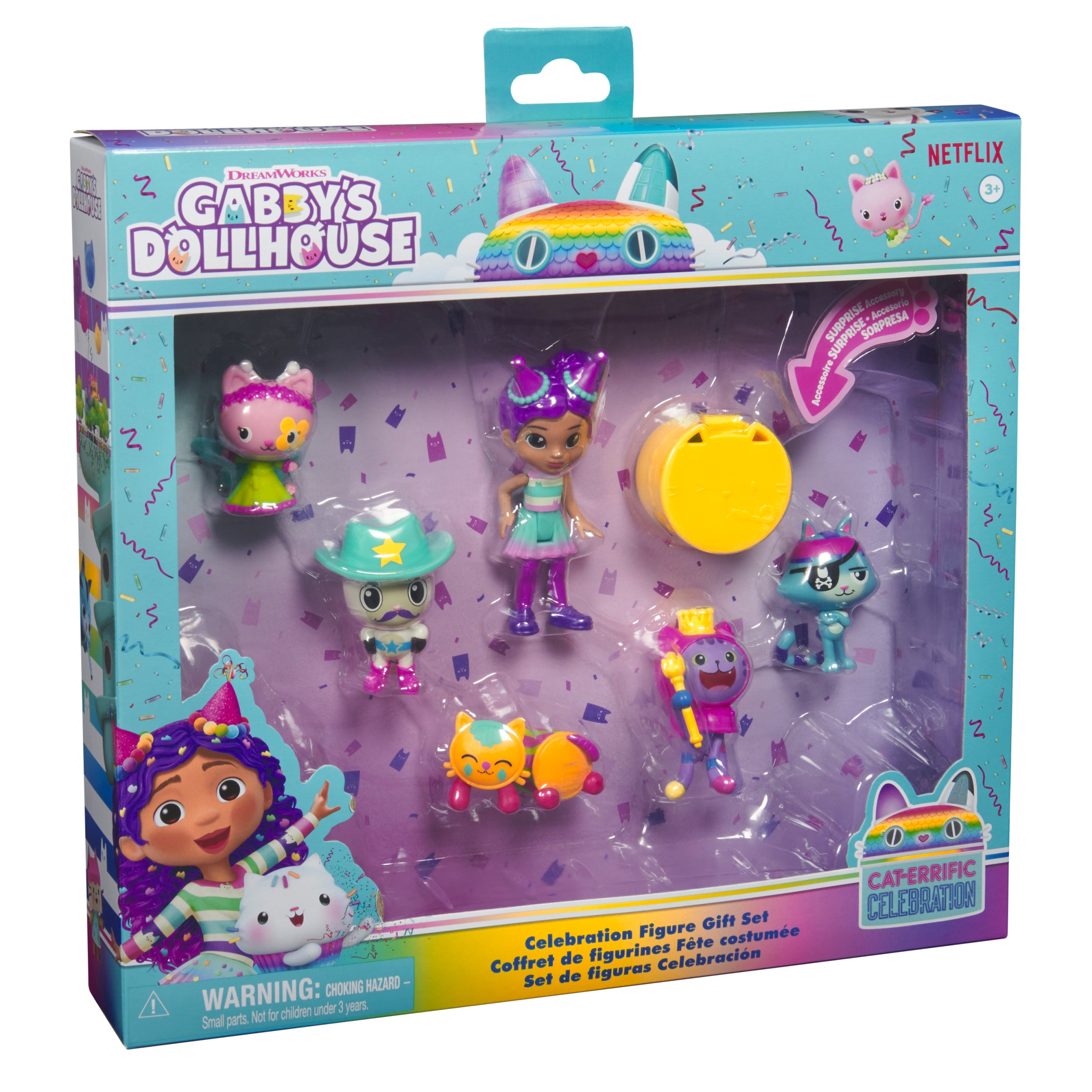 Gabby’s Dollhouse, Celebration Themed Figures with Gabby Girl, 5 Cat Toy Figures, Surprise Toys & Dollhouse Accessories, Kids Toys for Girls & Boys 3+