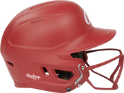 Rawlings Mach Hi-Viz Junior Matte Batting Helmet With Hi-Viz Face Guard - Scarlet