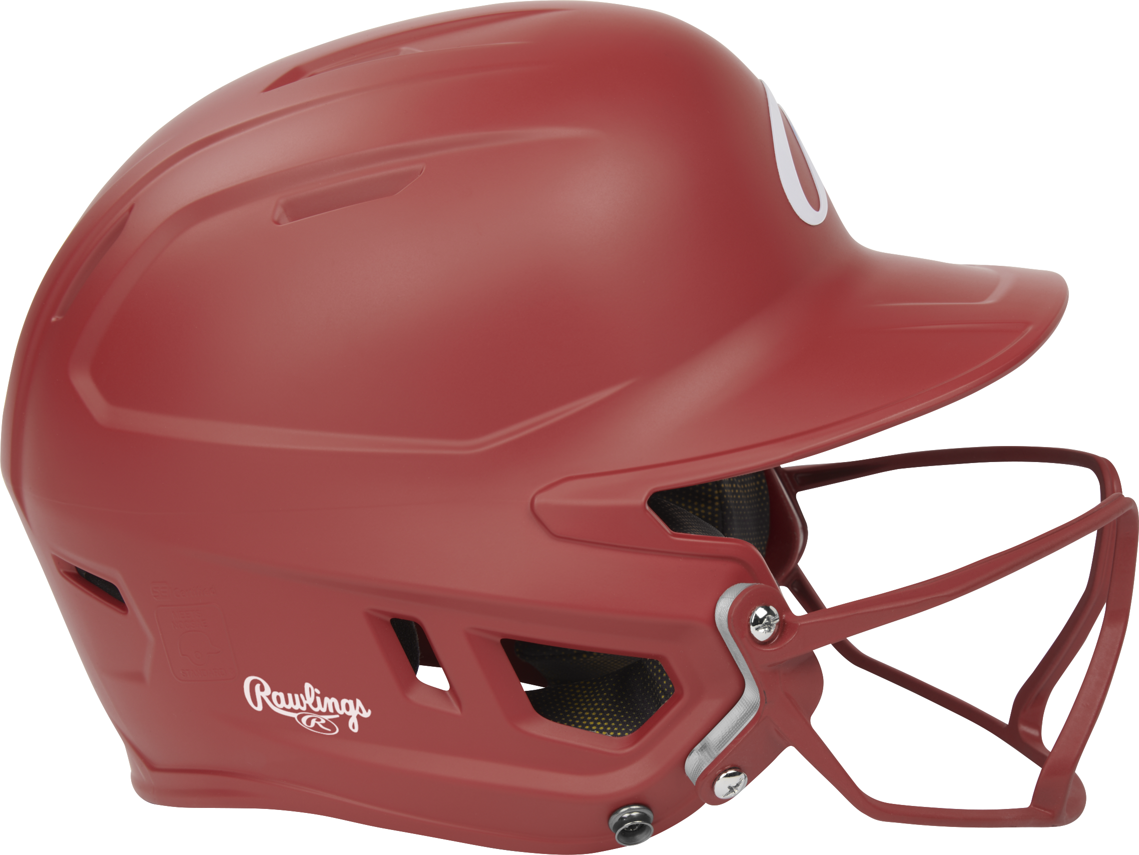 Rawlings Mach Hi-Viz Junior Matte Batting Helmet With Hi-Viz Face Guard - Scarlet