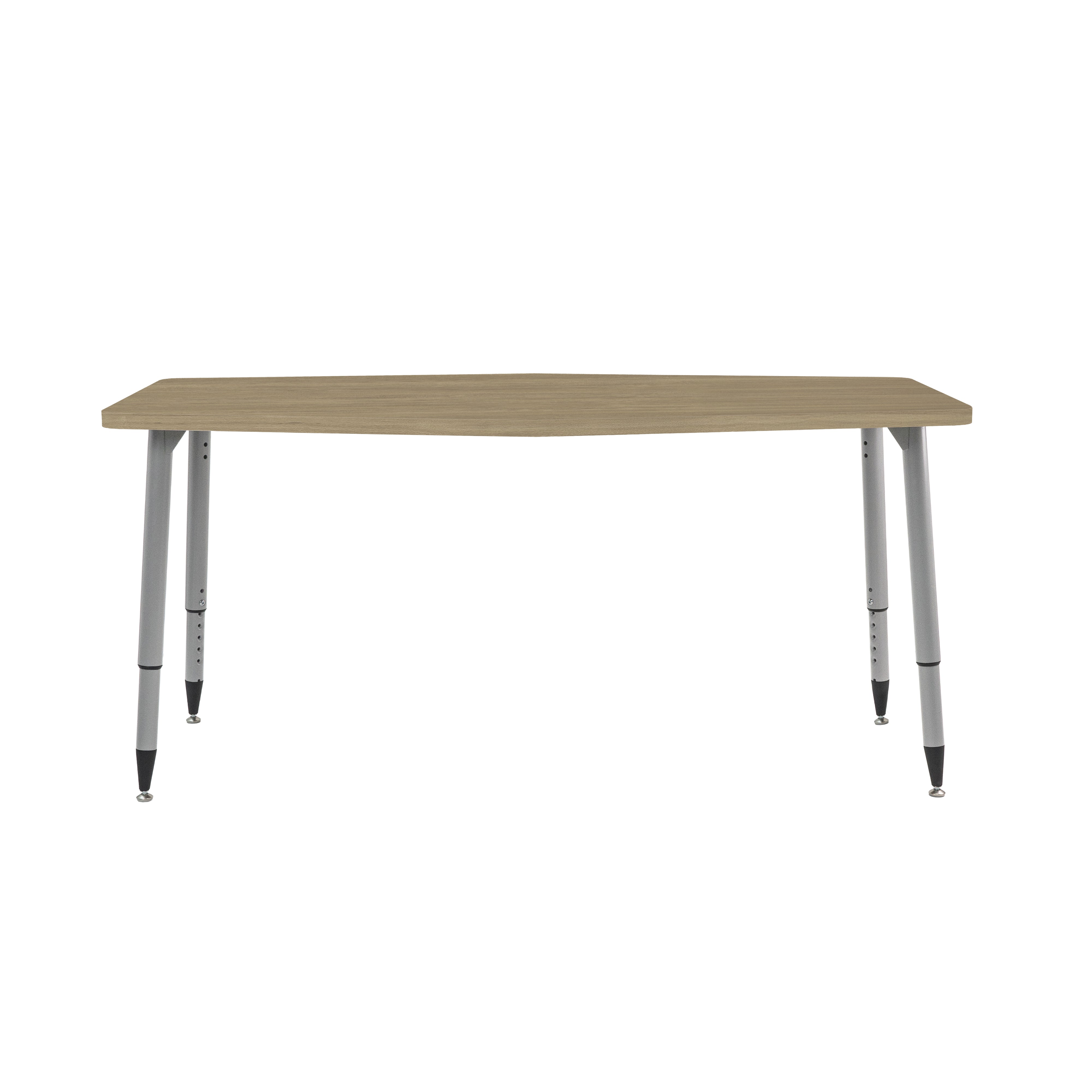 Adapte 34" x 60" Long Hexagon Woodgrain Activity Table with Adjustable Tapered Legs - Pasadena Oak/Silver
