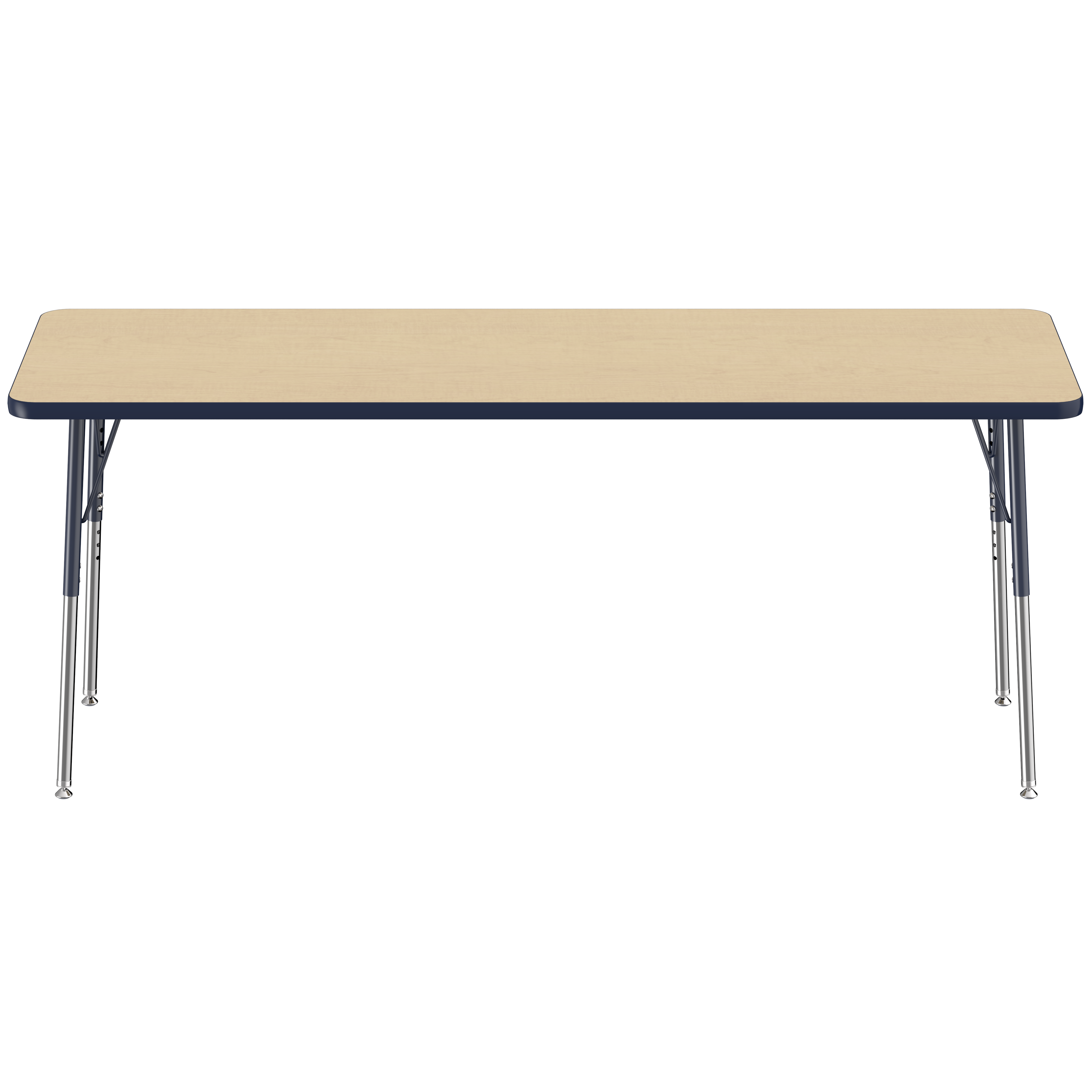 24" x 72" Rectangle T-Molding Activity Table with Adjustable Standard Swivel Glide Legs - Maple/Navy