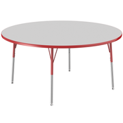 60" Round T-Molding Activity Table with Adjustable Standard Swivel Glide Legs - Gray/Red