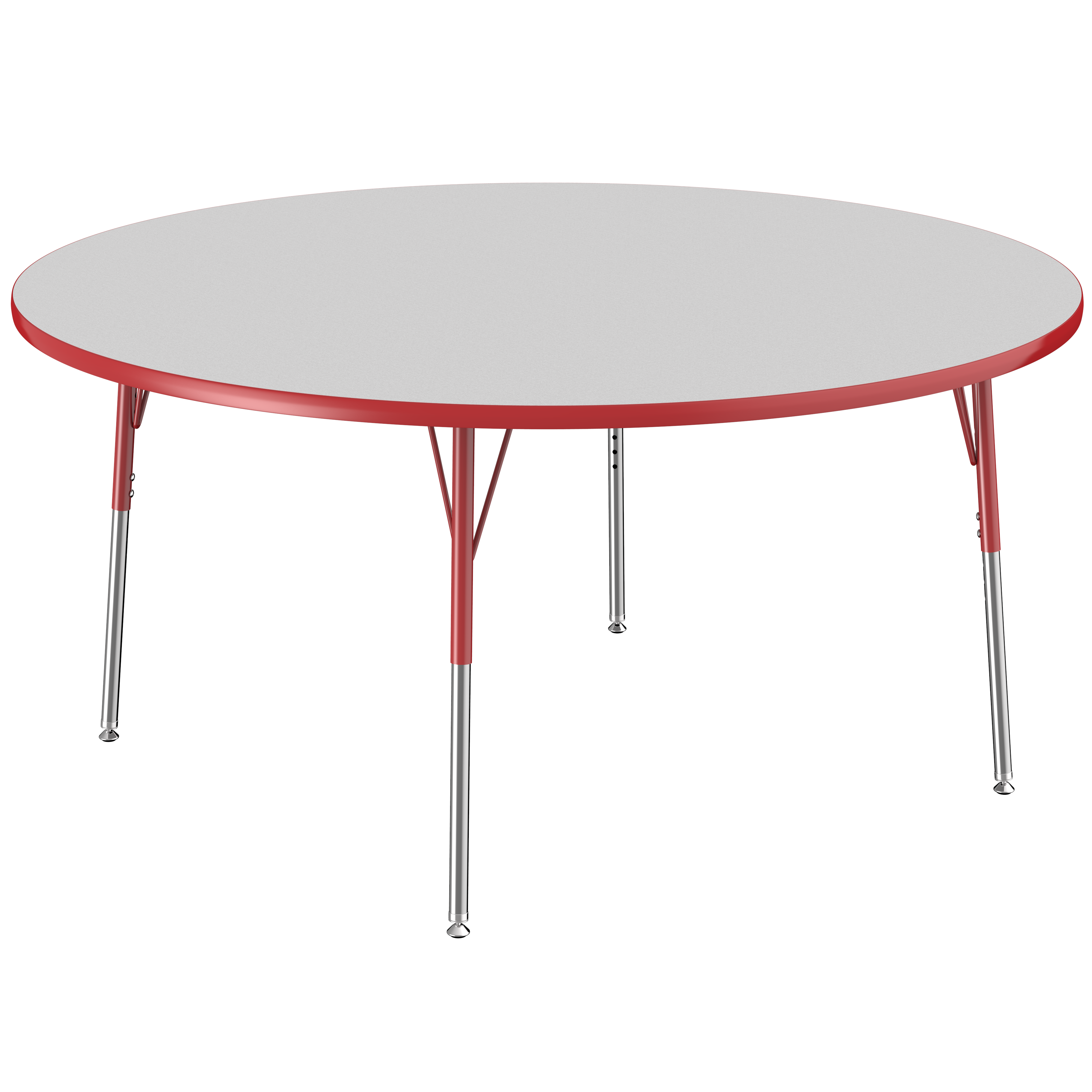 60" Round T-Molding Activity Table with Adjustable Standard Swivel Glide Legs - Gray/Red