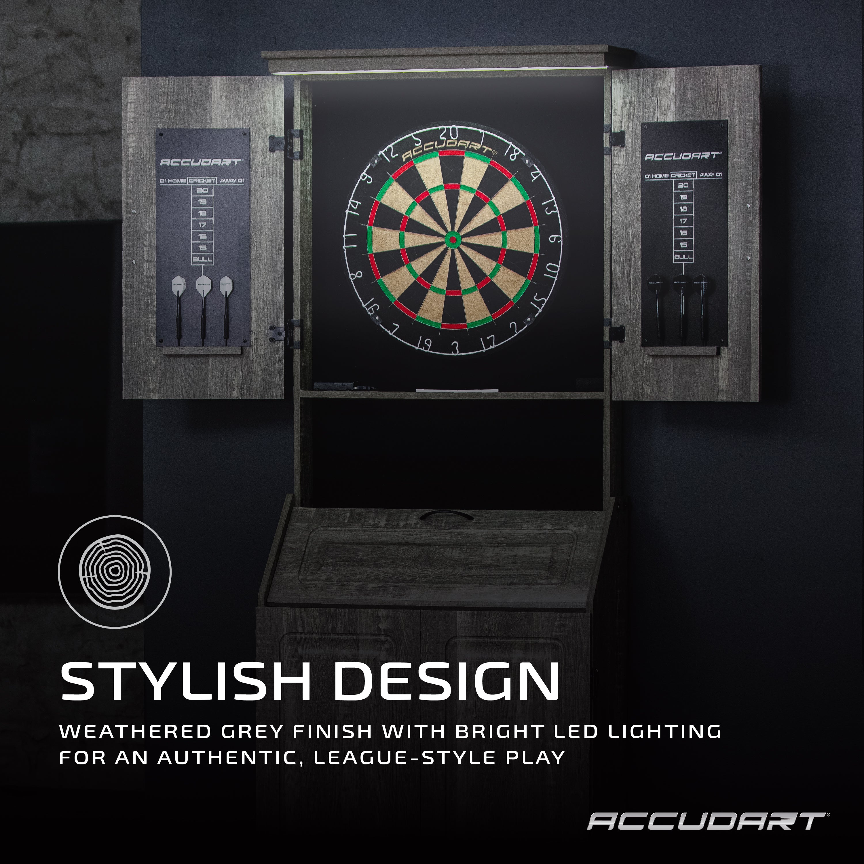 Accudart LED Standing Bristle Cabinet